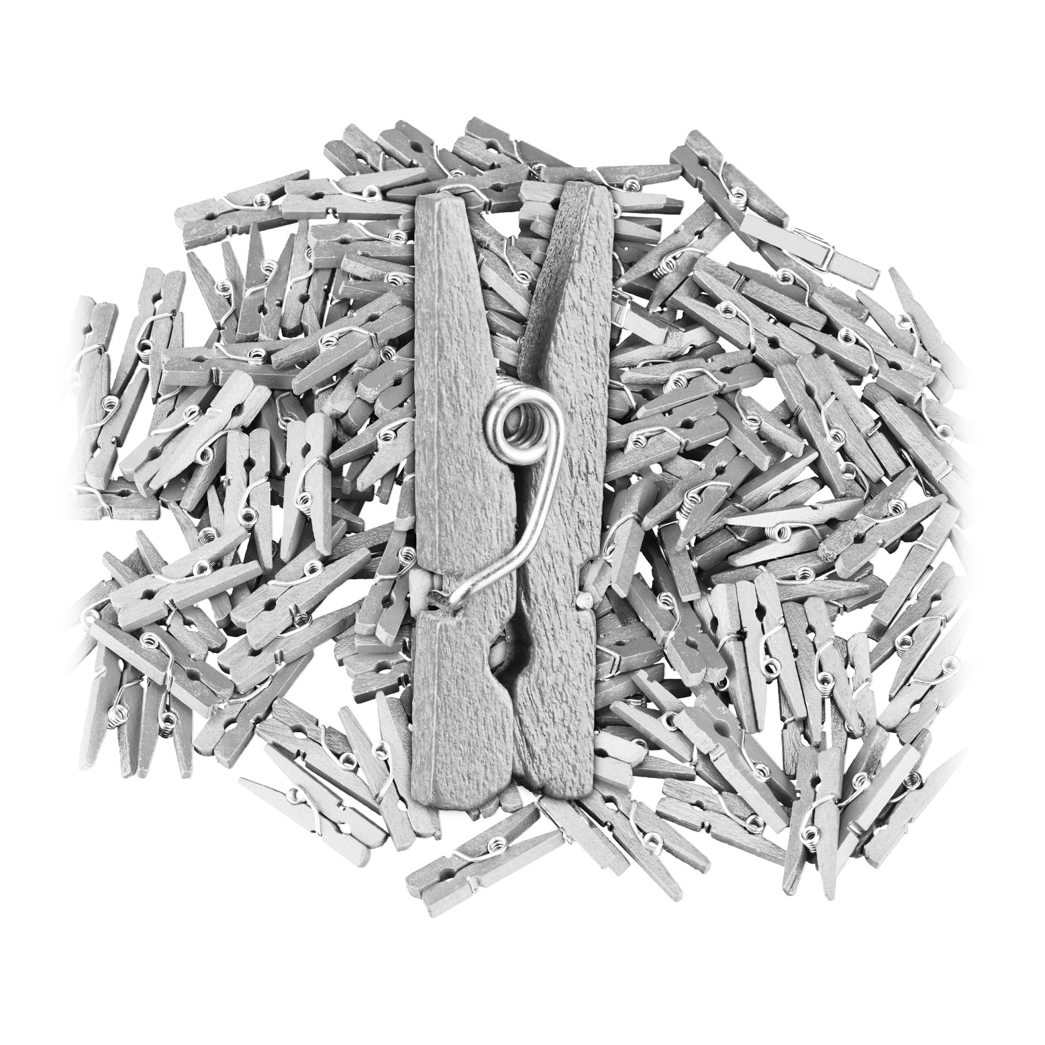 Mini Holzklammern 400er-Set Silber von Relaxdays