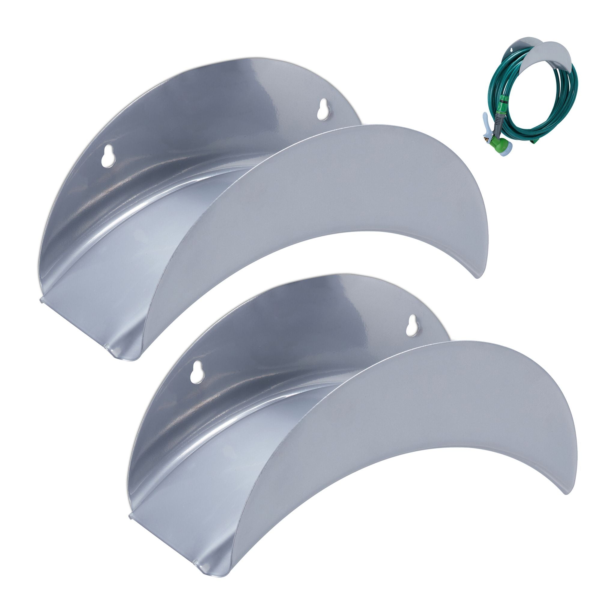 Metall Schlauchhalter Wand 2er-Set Grau von Relaxdays