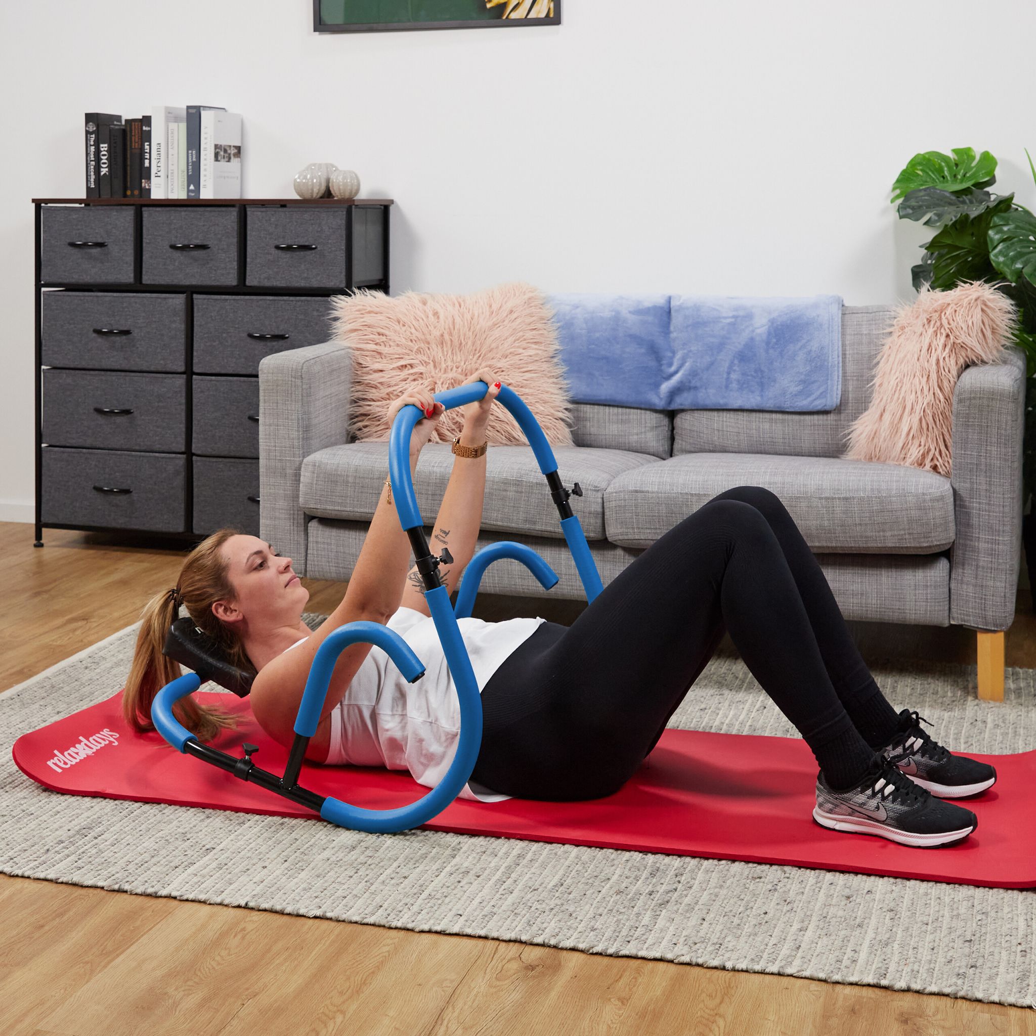 Bauchtrainer AB Roller Blau Blau-Schwarz von Relaxdays
