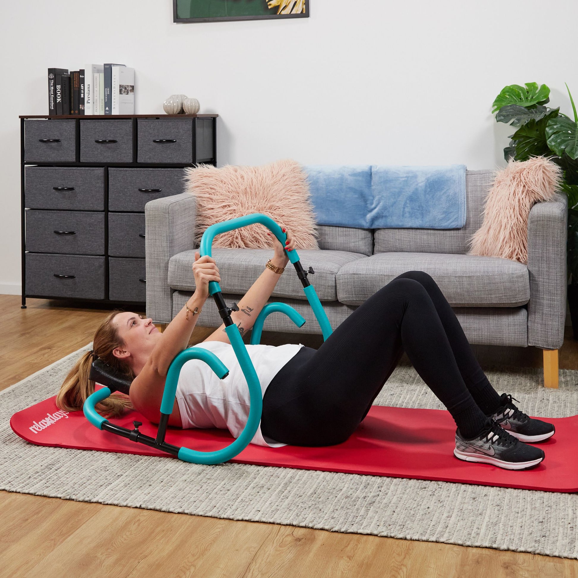 Bauchtrainer AB Roller Türkis Schwarz-Türkis von Relaxdays