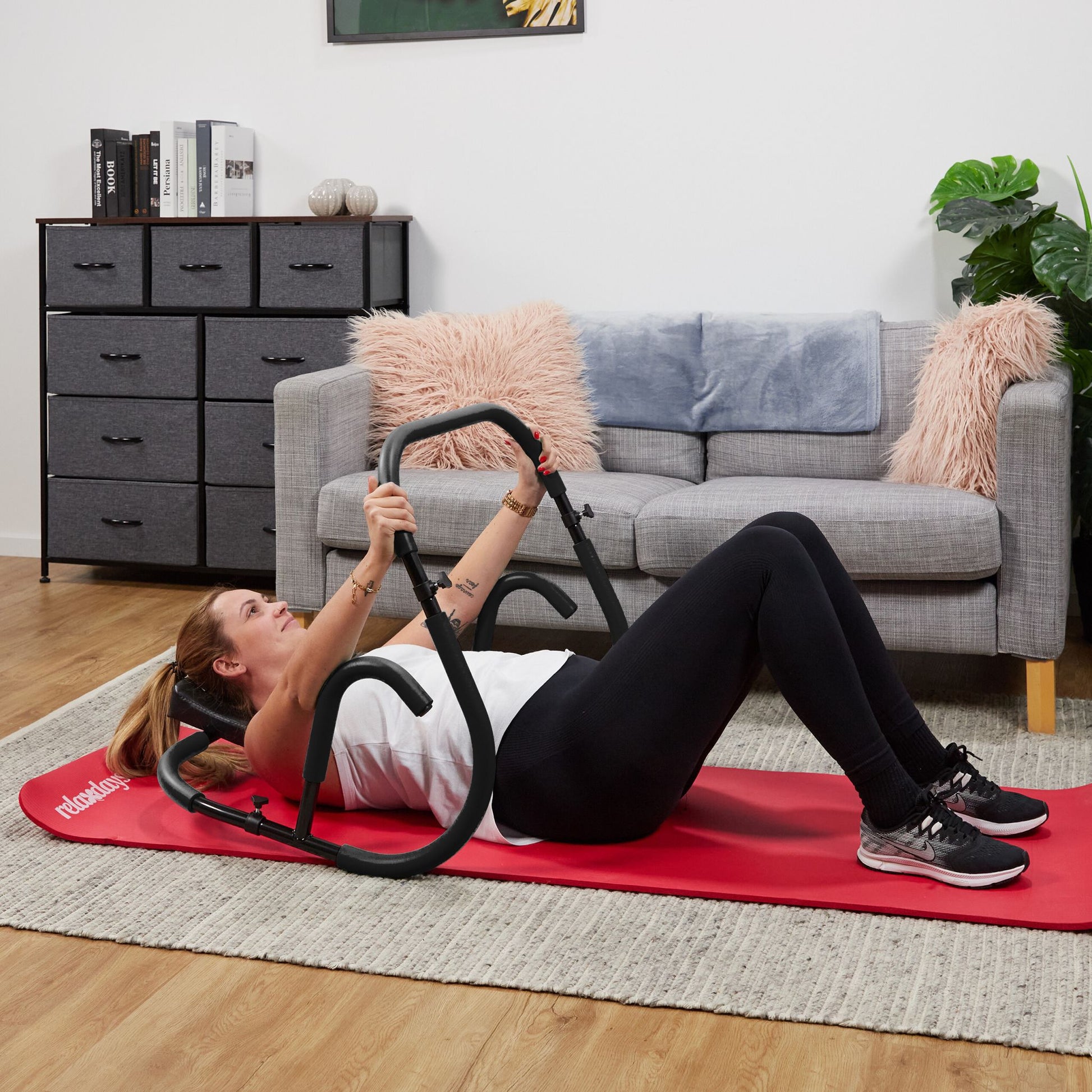 Bauchtrainer AB Roller Schwarz Schwarz von Relaxdays