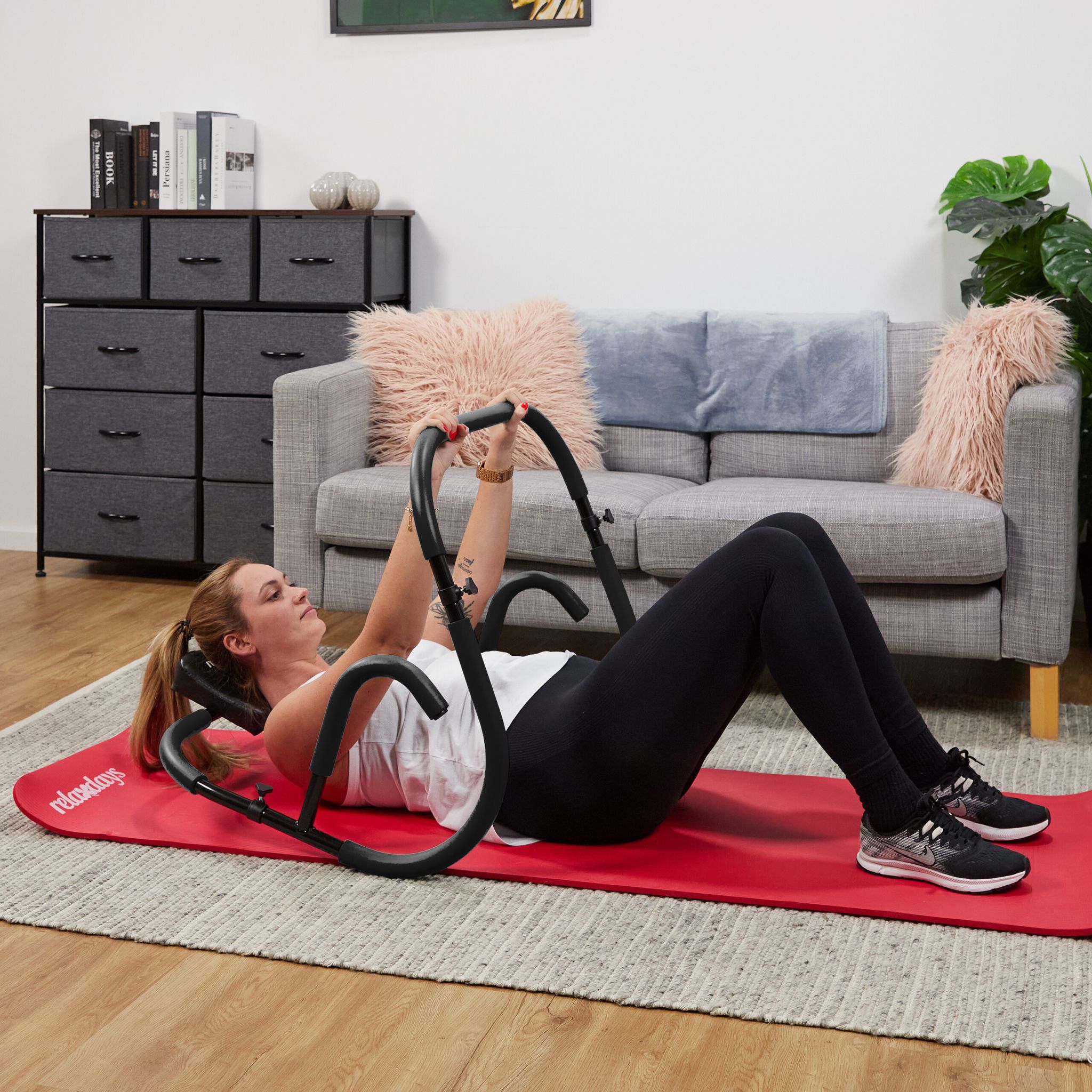 Bauchtrainer AB Roller Schwarz Schwarz von Relaxdays