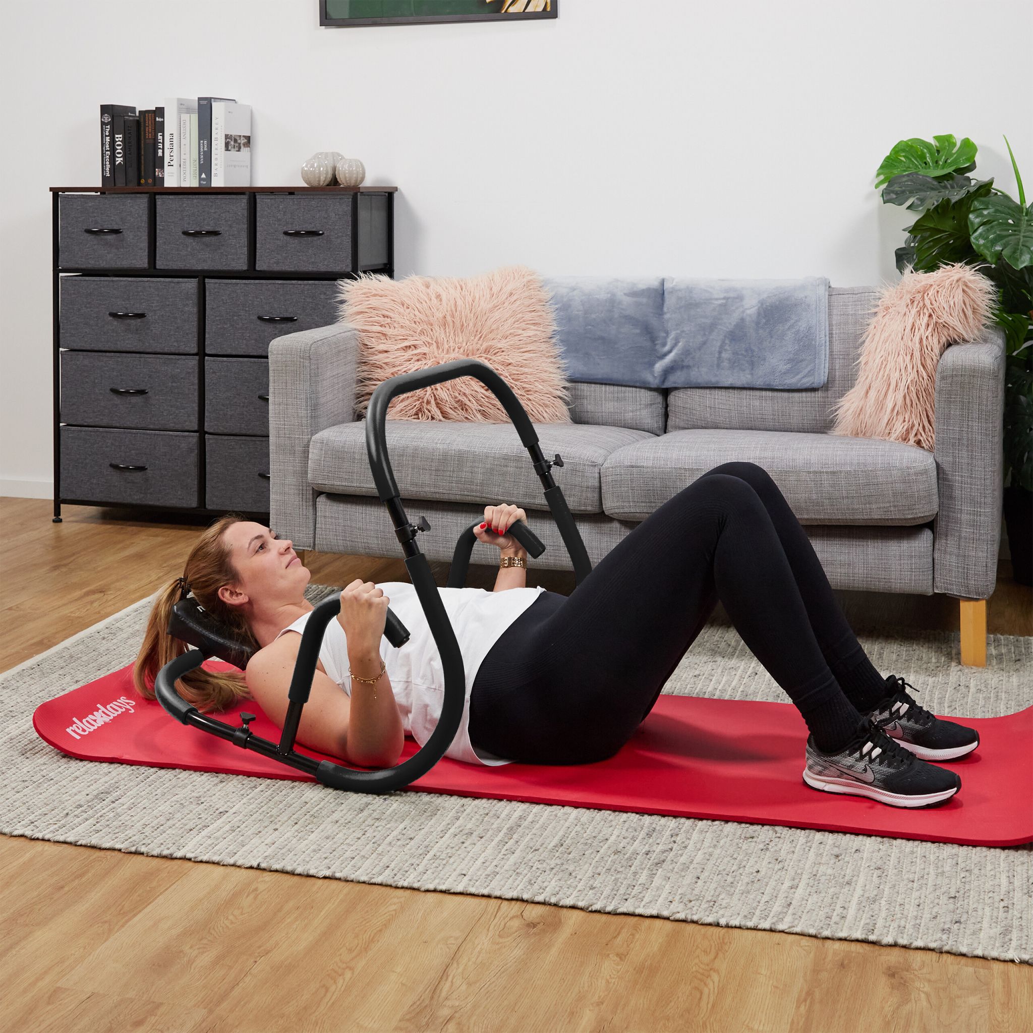 Bauchtrainer AB Roller Schwarz Schwarz von Relaxdays