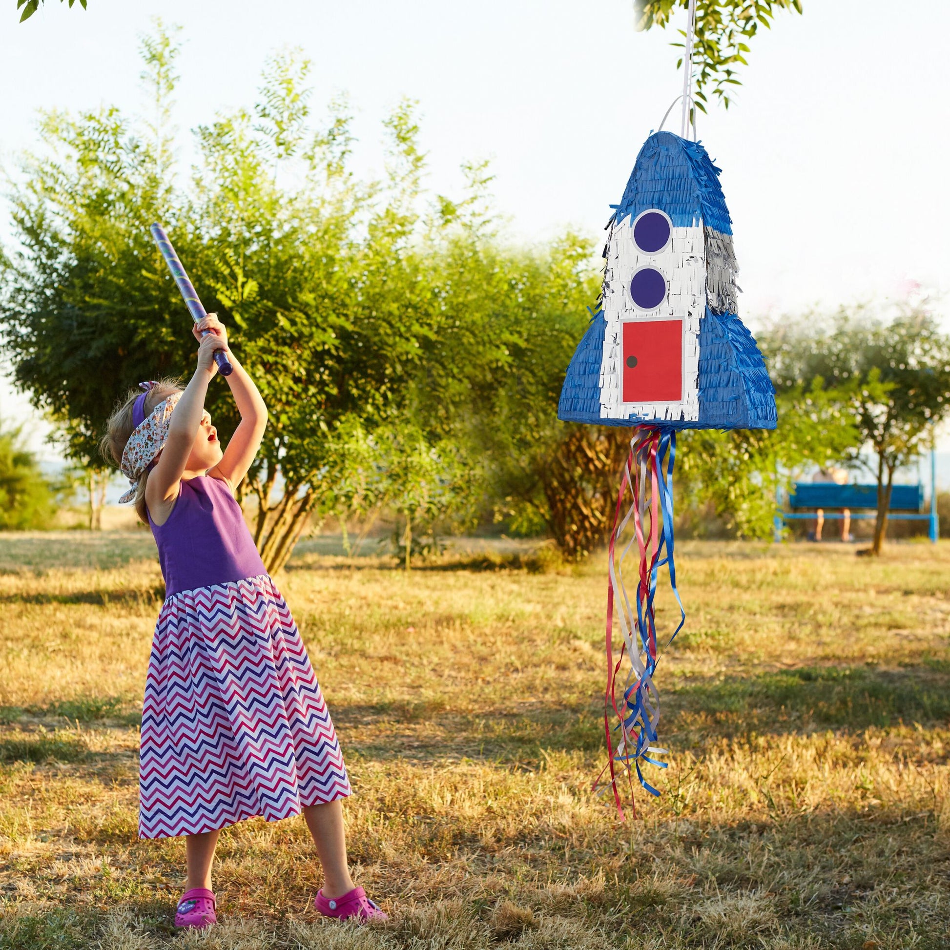 Pinata Raketen Blau-Rot-Silber von Relaxdays