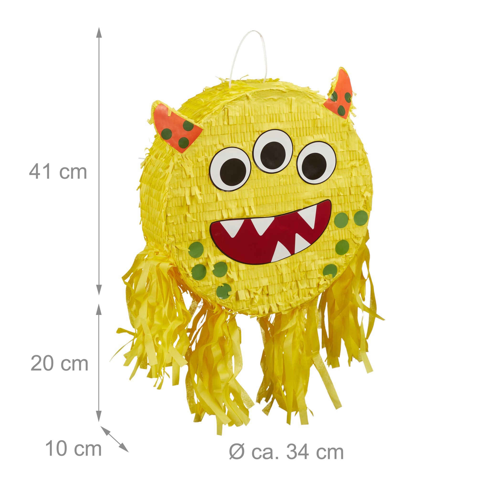 Pinata Monster Gelb-Grün-Rot von Relaxdays