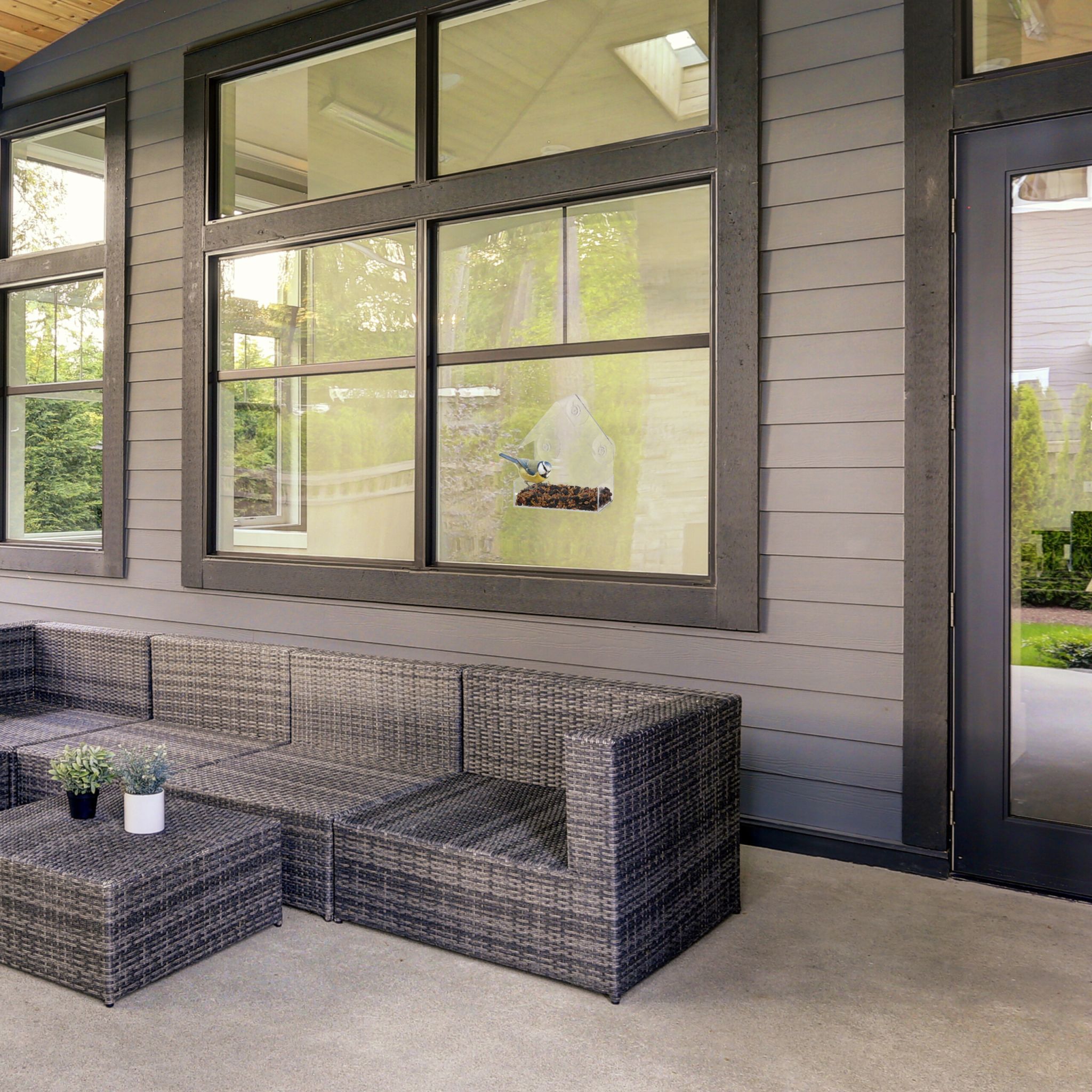 Fenster-Vogelfutterhaus 2er-Set Transparent von Relaxdays