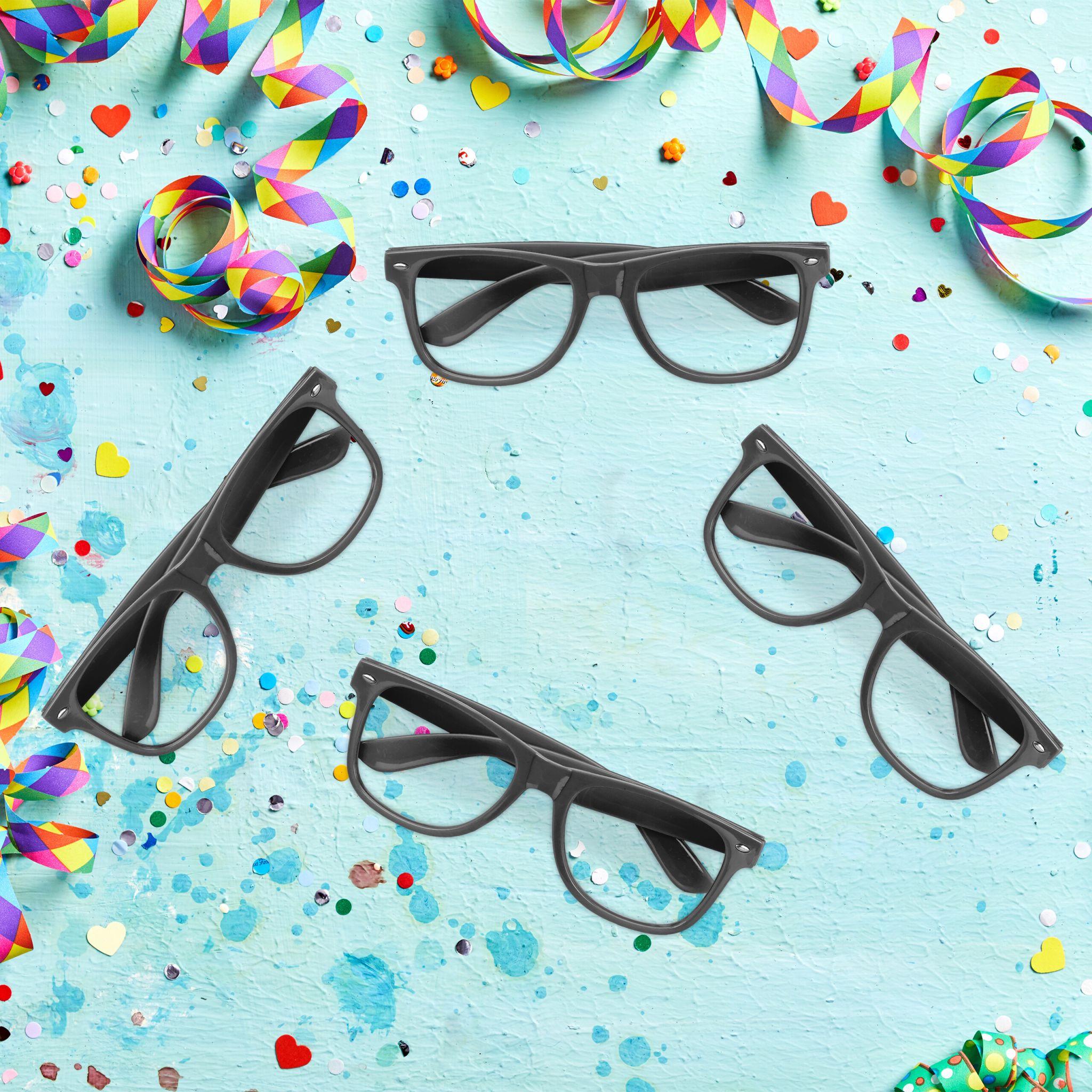 Partybrille 12er-Set Schwarz von Relaxdays