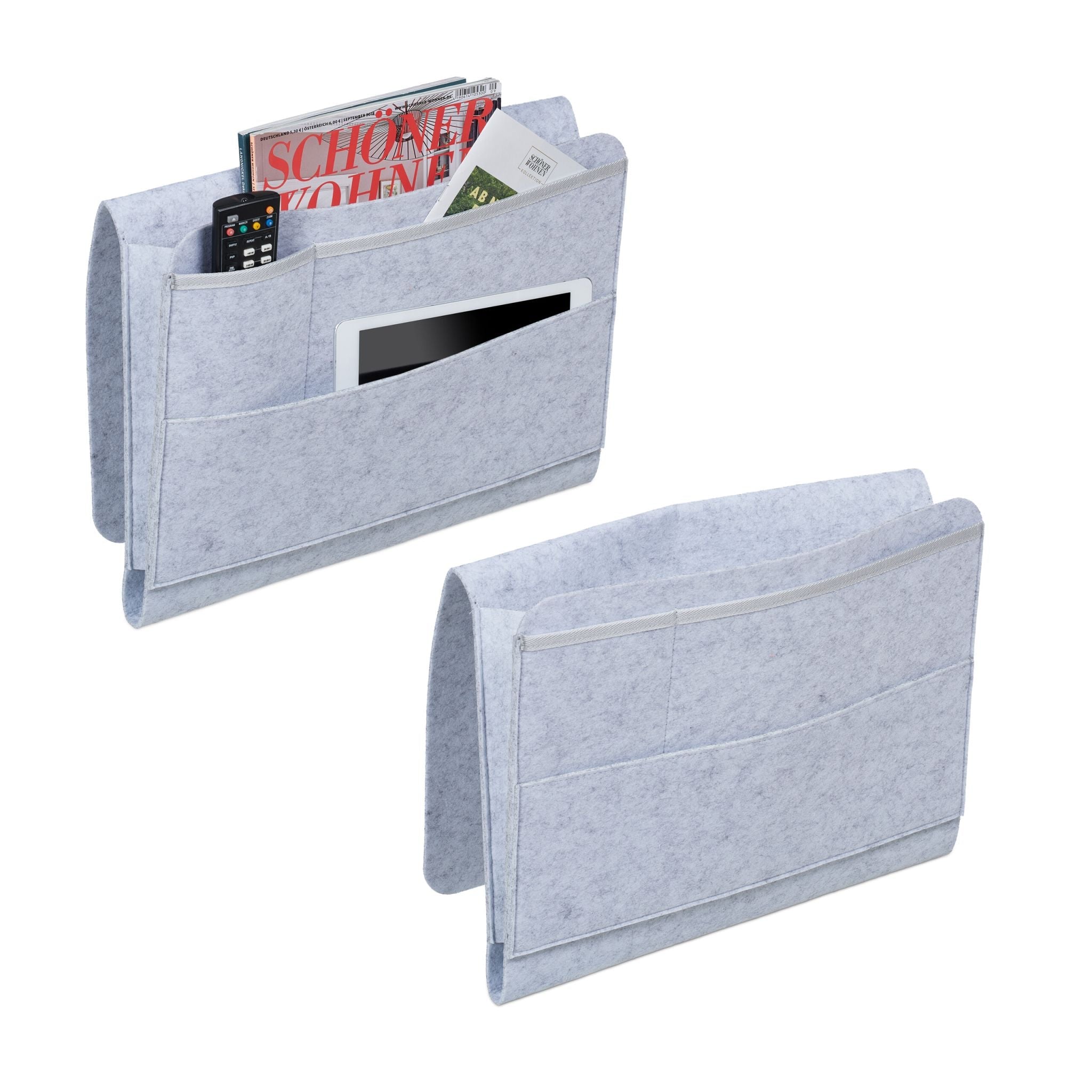 Hellgraue Betttasche 2er-Set Grau von Relaxdays