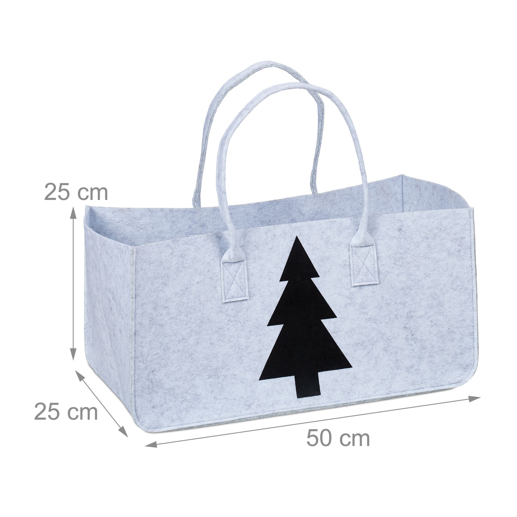 Kaminholztasche Filz mit Motiv Schwarz-Grau von Relaxdays