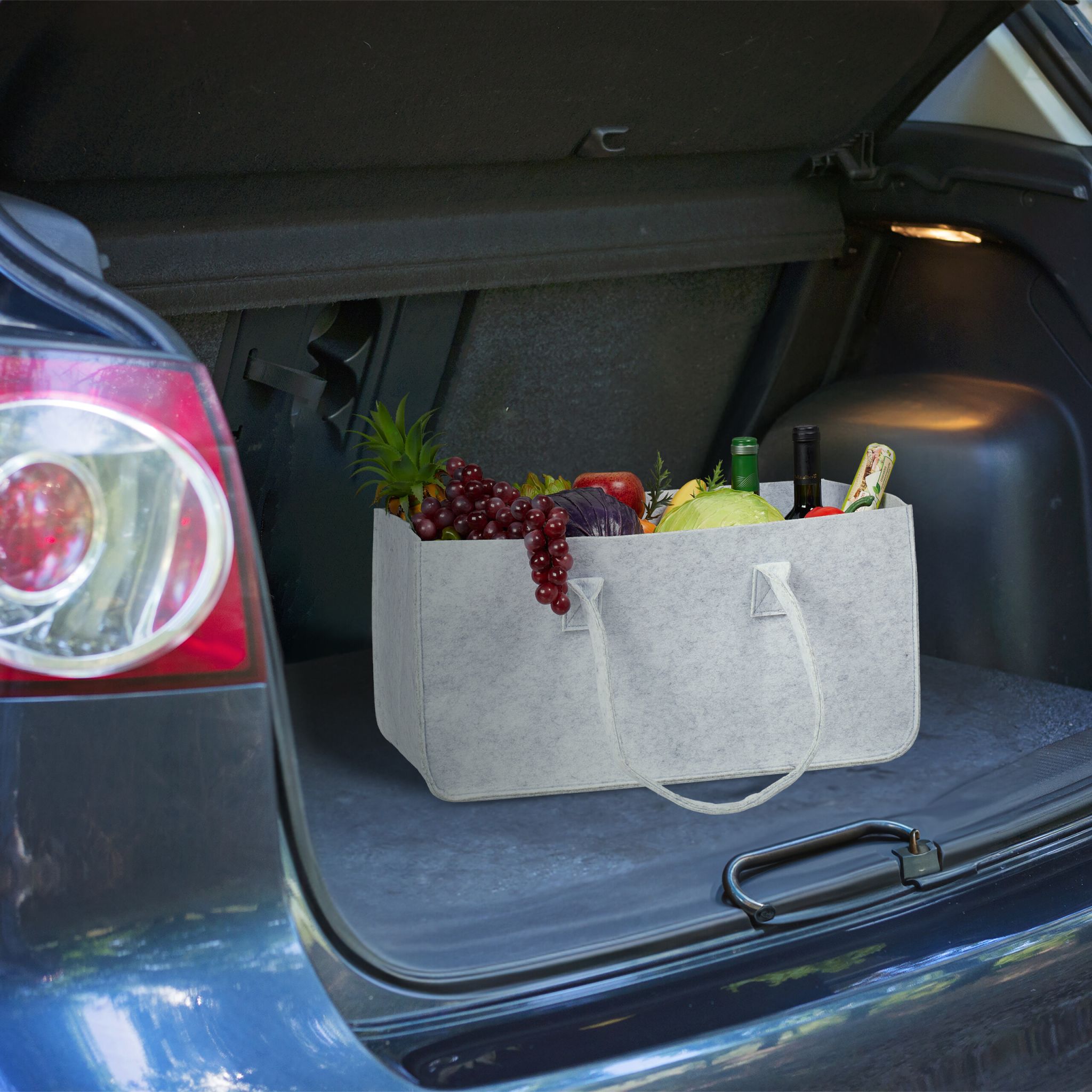 Kaminholztasche Filz mit Motiv Schwarz-Grau von Relaxdays