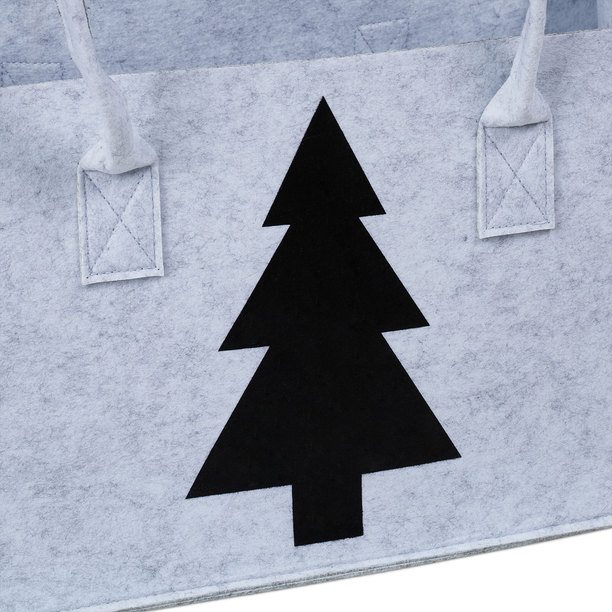 Kaminholztasche Filz mit Motiv Schwarz-Grau von Relaxdays