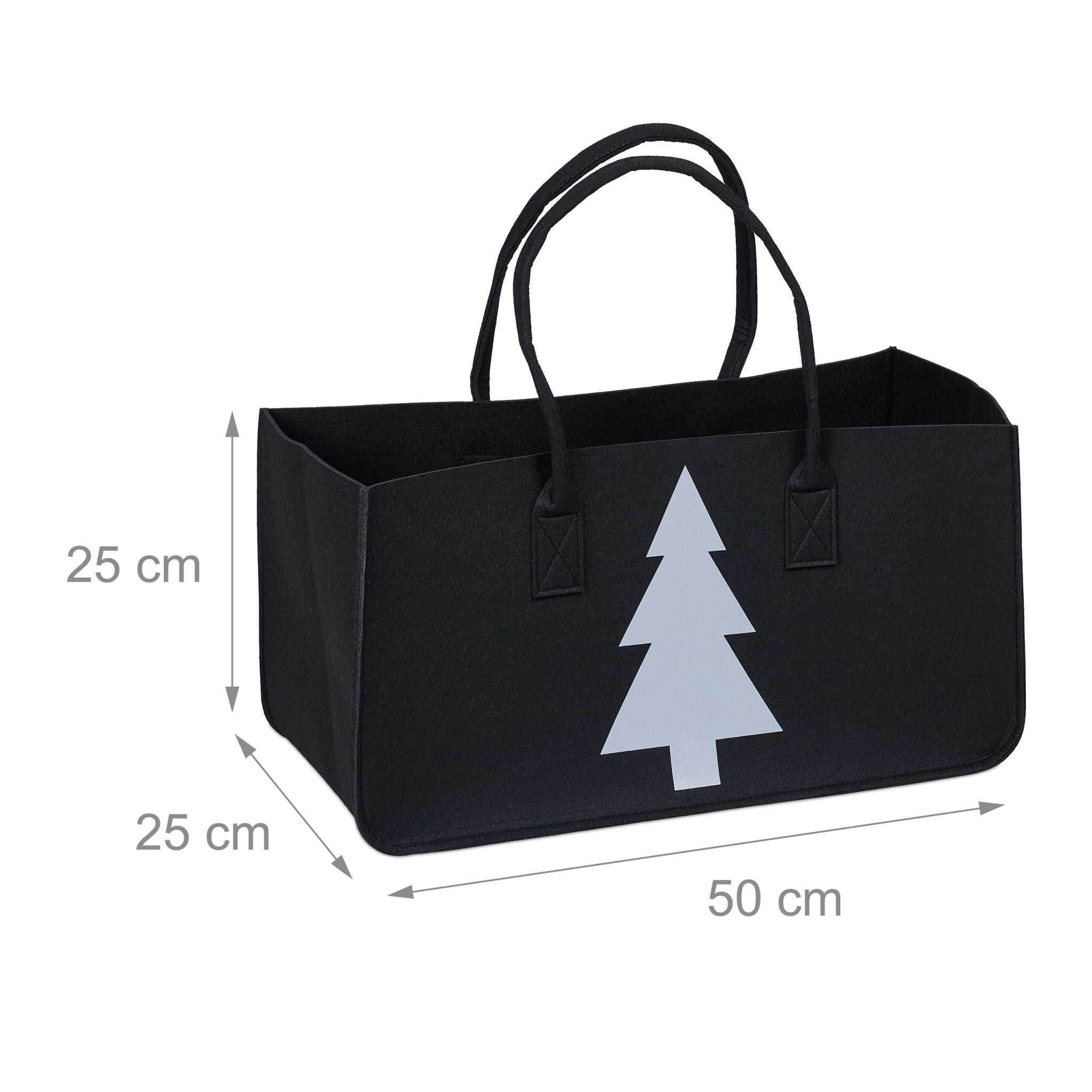 Kaminholztasche Filz mit Motiv Weiss-Schwarz von Relaxdays