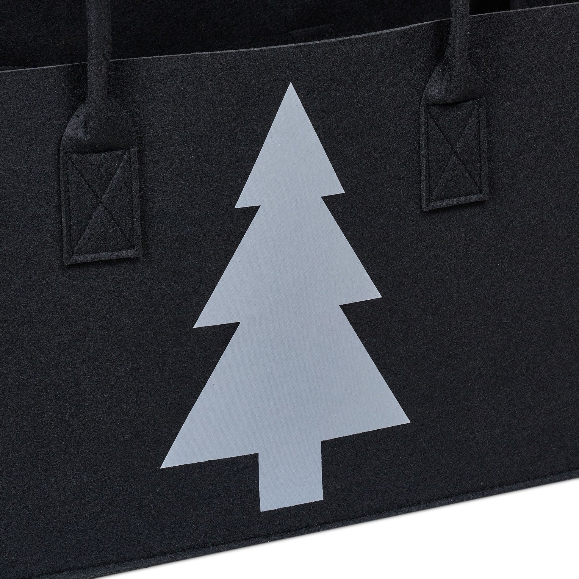 Kaminholztasche Filz mit Motiv Weiss-Schwarz von Relaxdays