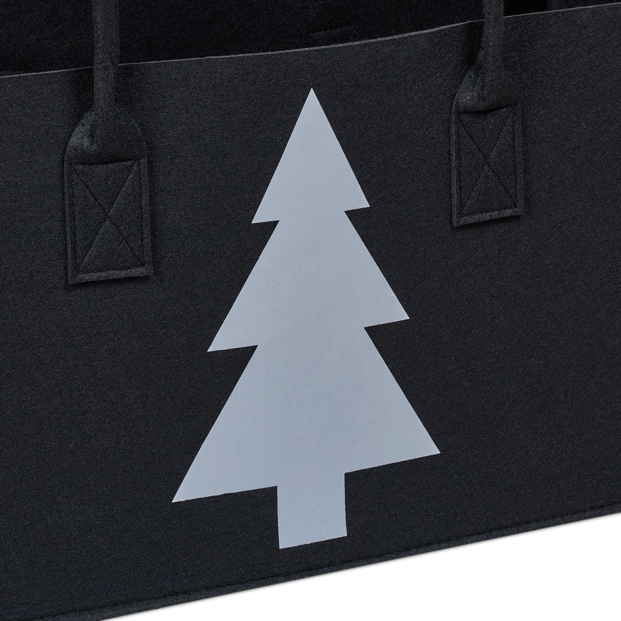 Kaminholztasche Filz mit Motiv Weiss-Schwarz von Relaxdays