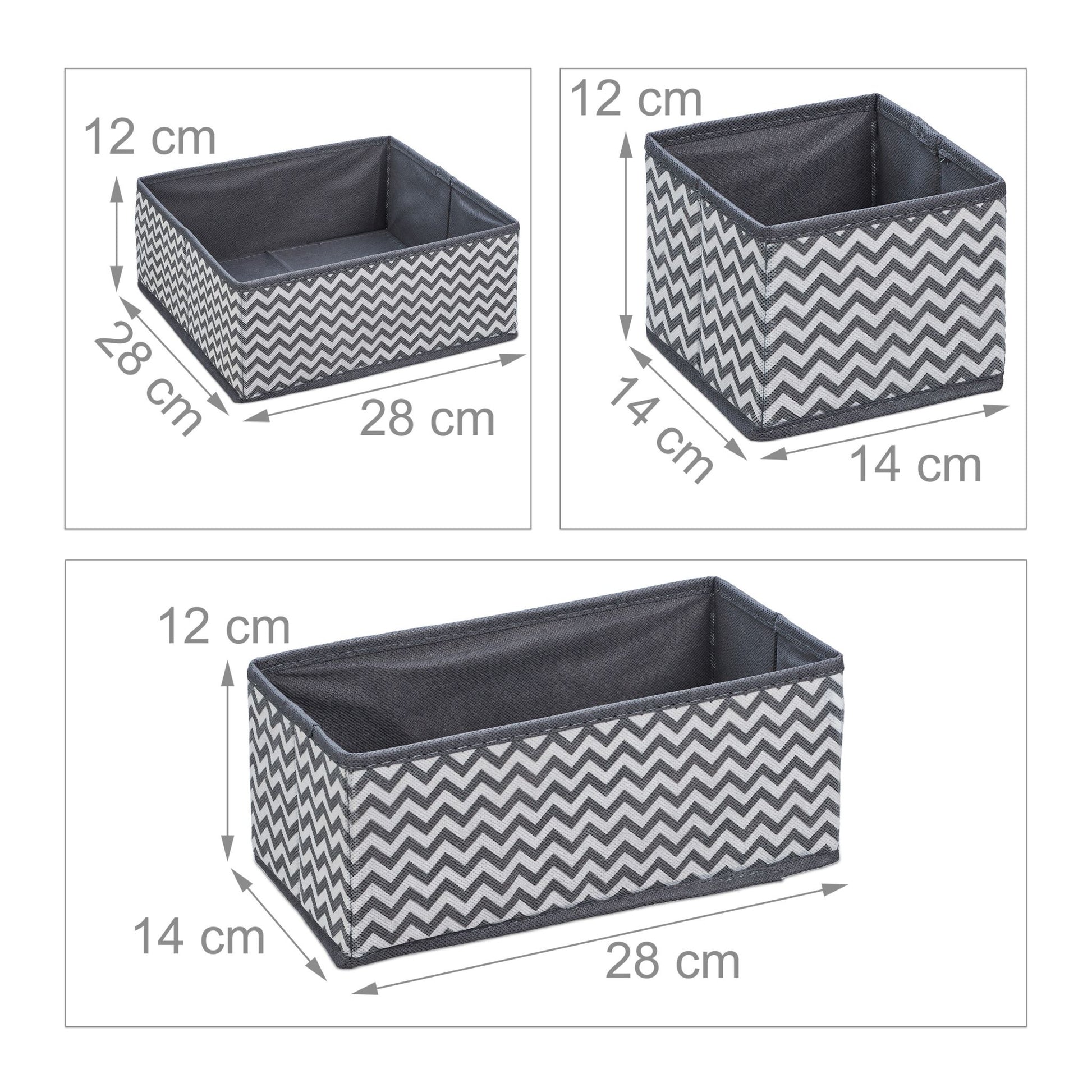 Schubladenorganiserset 6-tlg. Weiss-Grau von Relaxdays