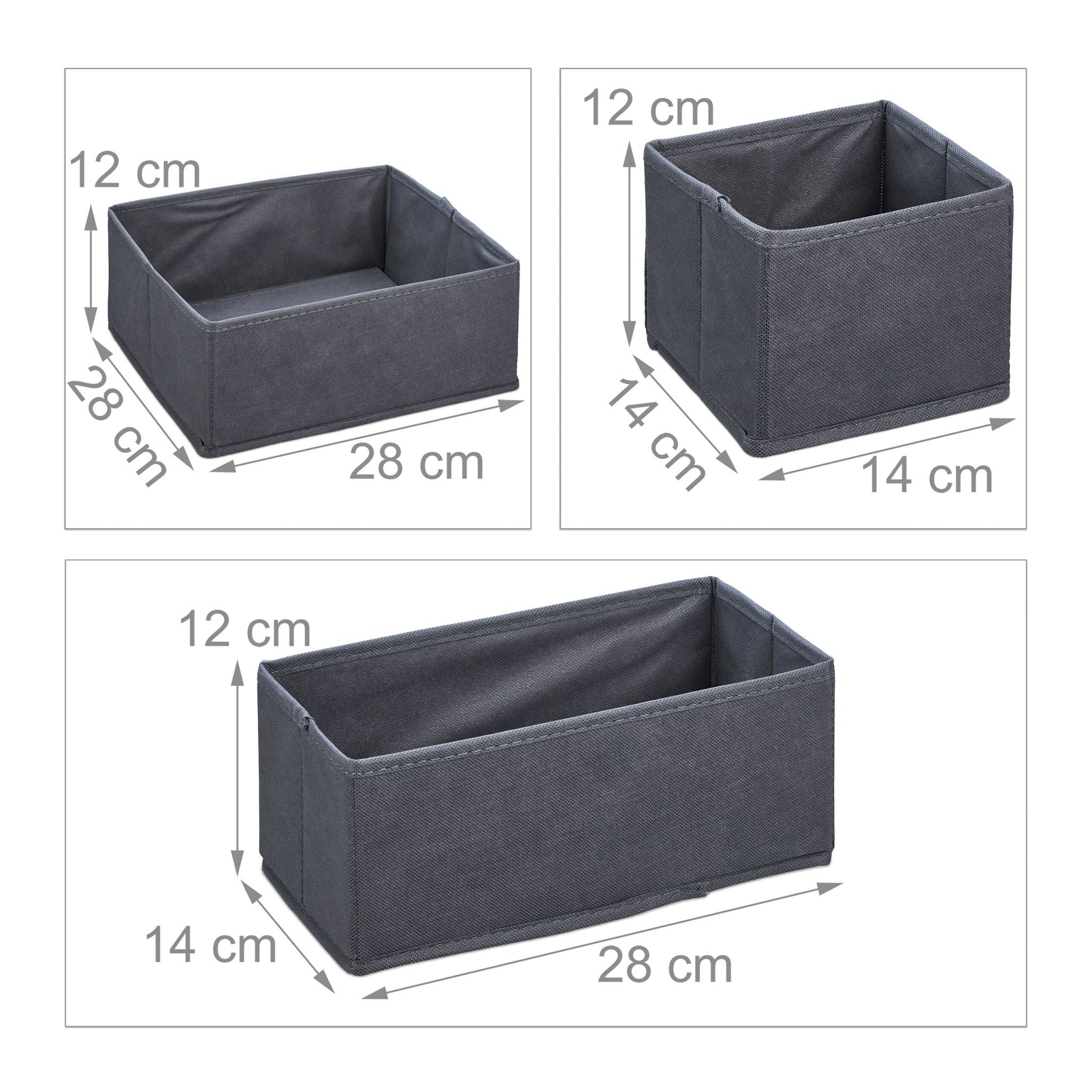 Schubladenorganiser 6er-Set Grau von Relaxdays
