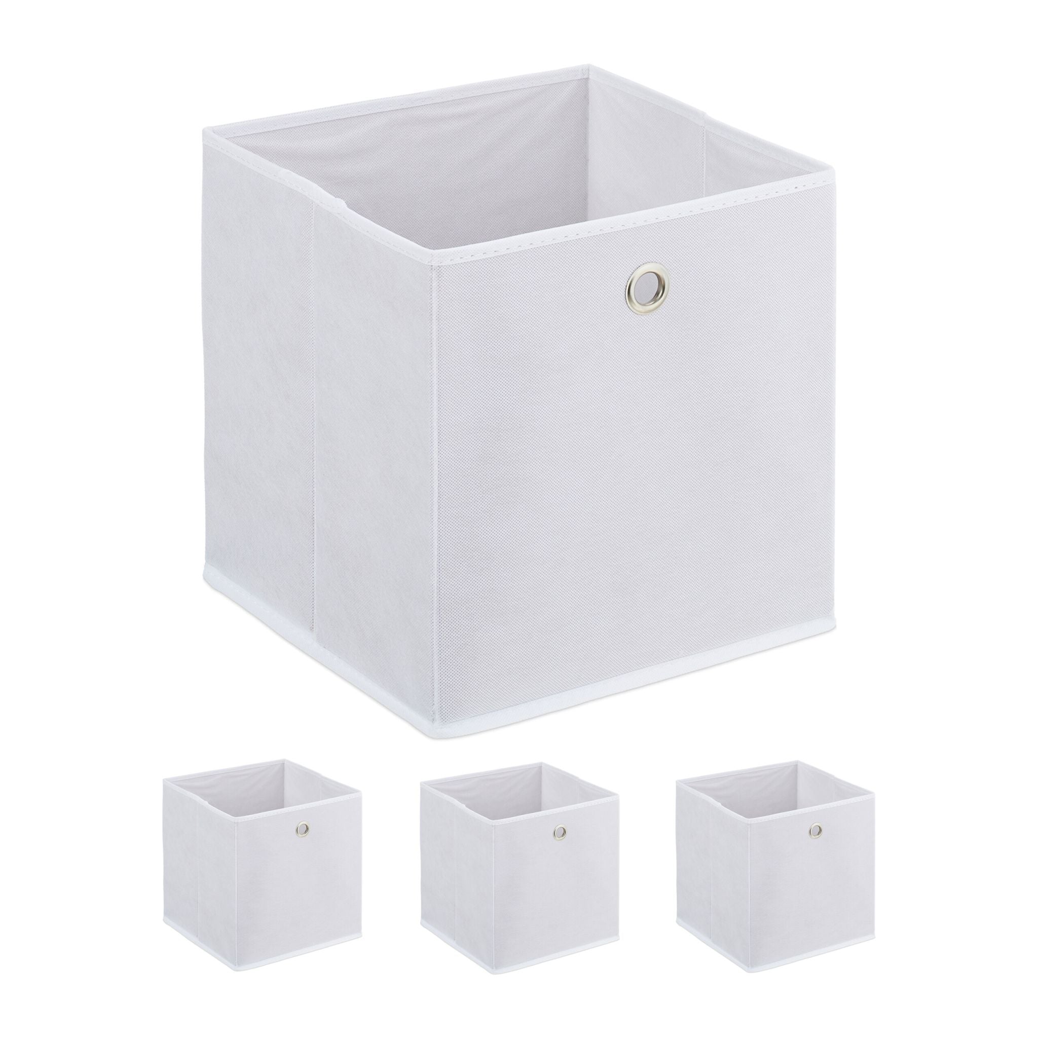 Aufbewahrungsbox 4er-Set Weiss-Silber von Relaxdays