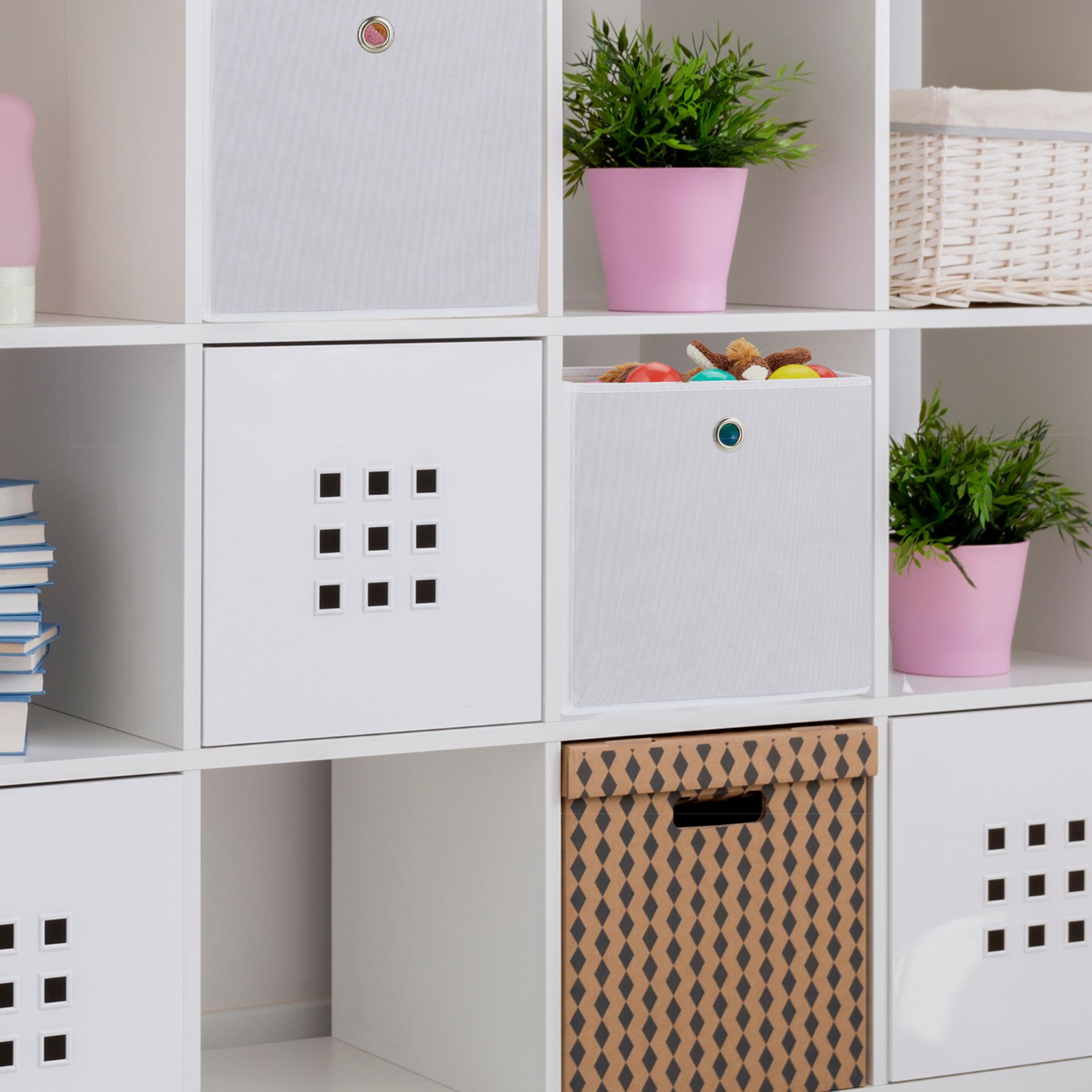 Aufbewahrungsbox 4er-Set Weiss-Silber von Relaxdays