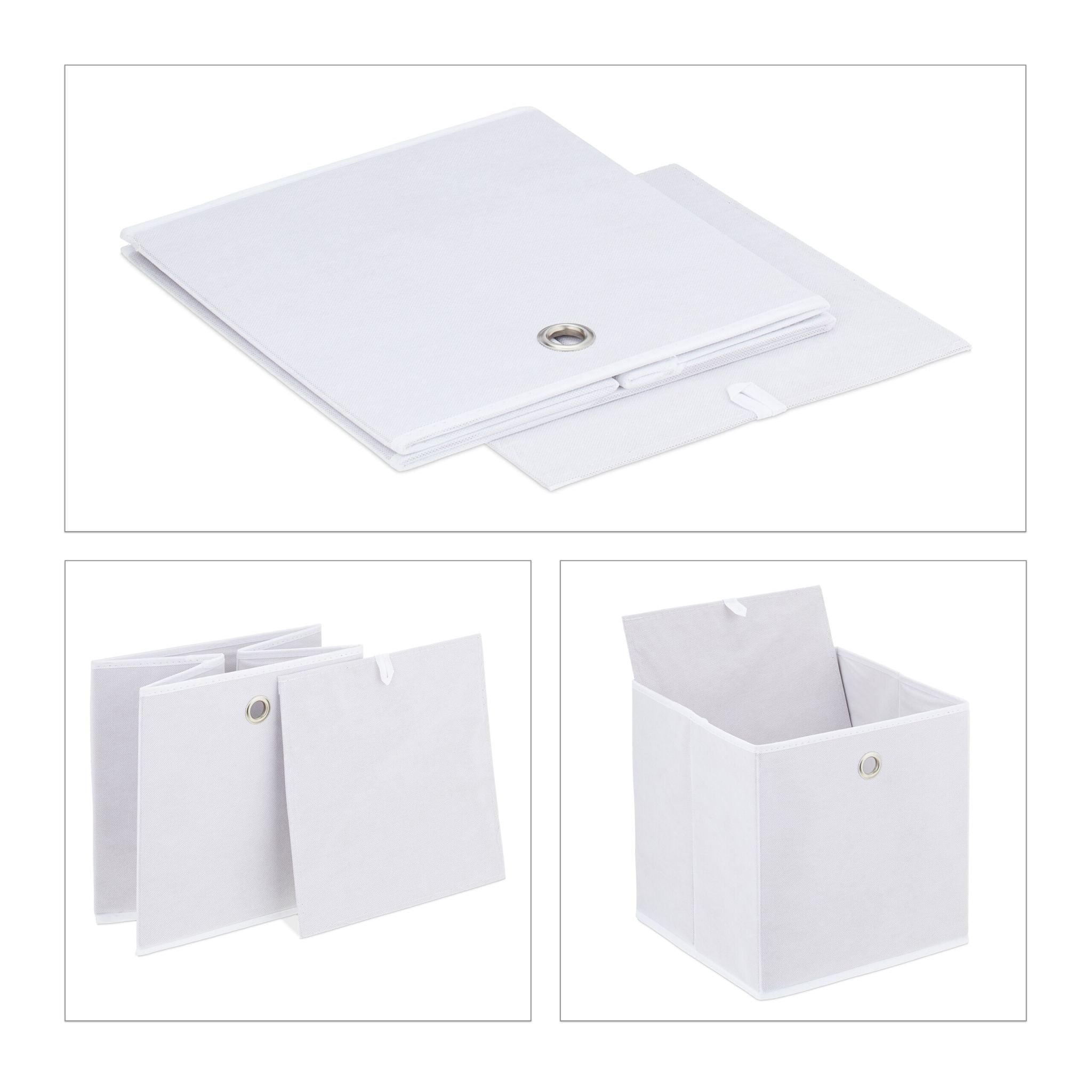 Aufbewahrungsbox 4er-Set Weiss-Silber von Relaxdays