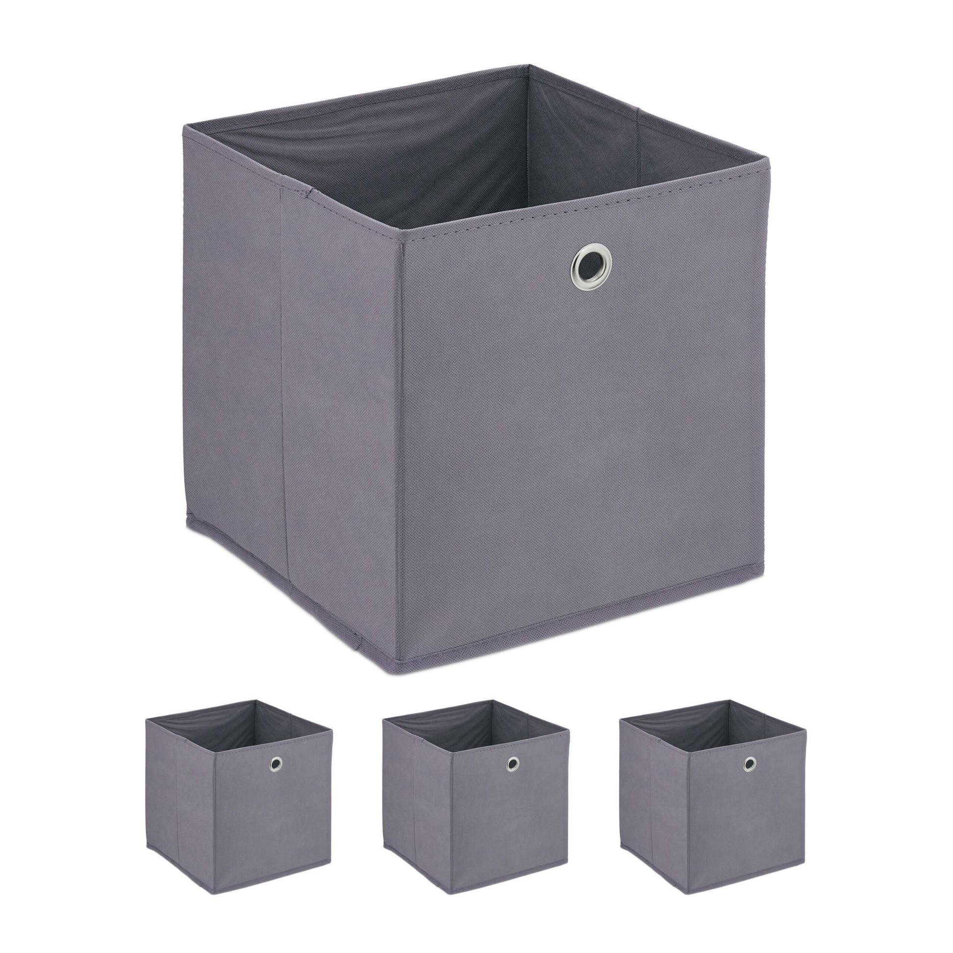 Aufbewahrungsbox 4er-Set Silber-Grau von Relaxdays