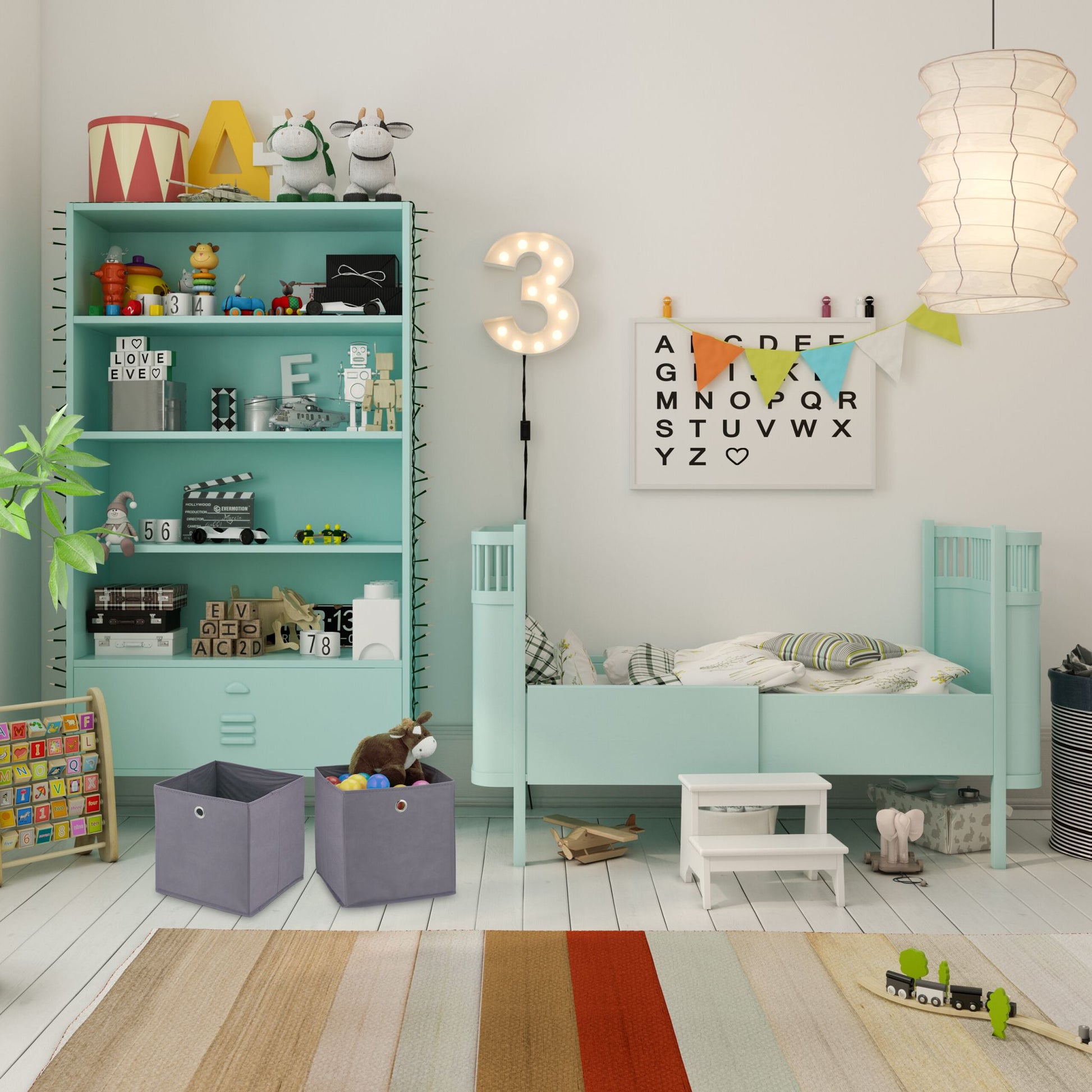 Aufbewahrungsbox 4er-Set Silber-Grau von Relaxdays