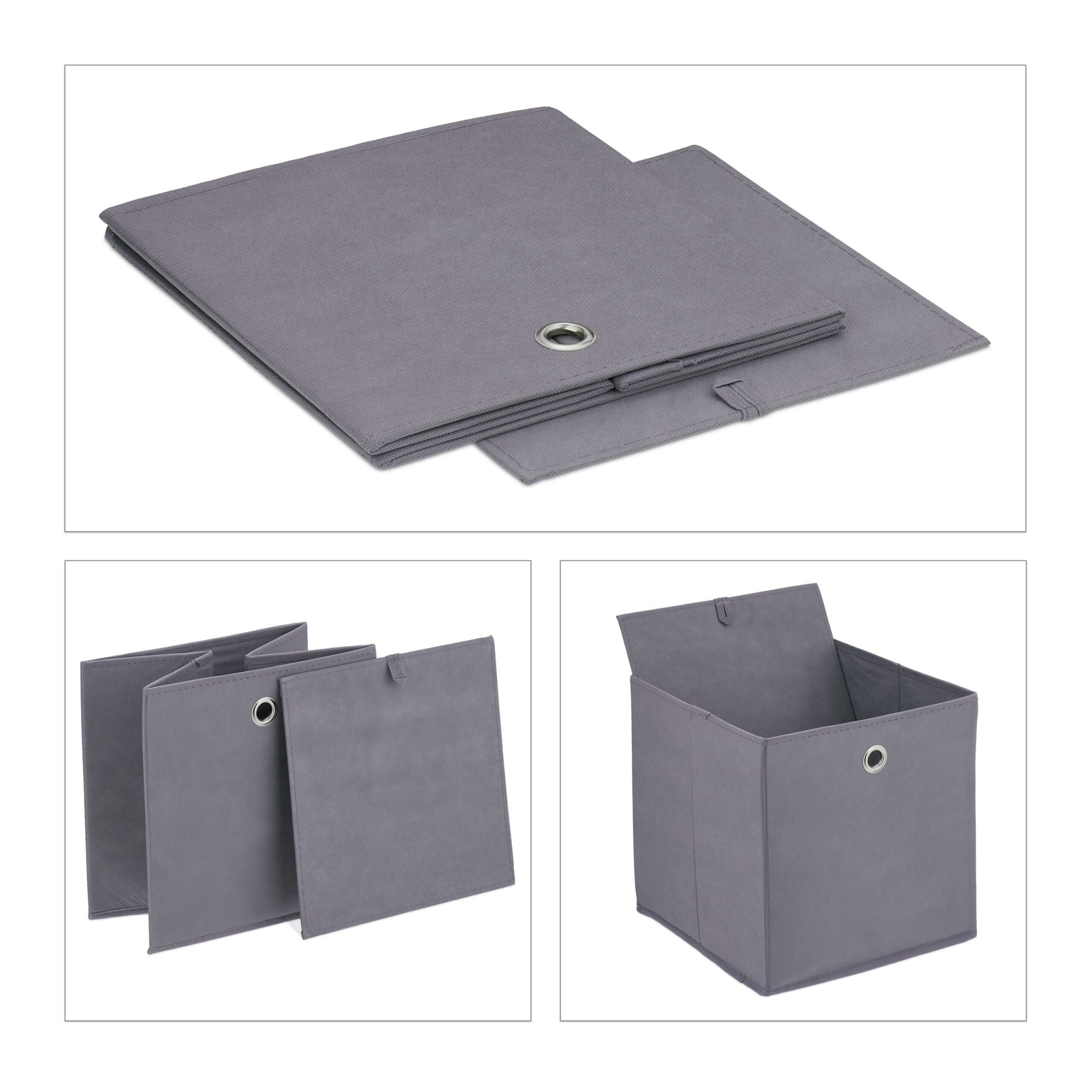 Aufbewahrungsbox 4er-Set Silber-Grau von Relaxdays