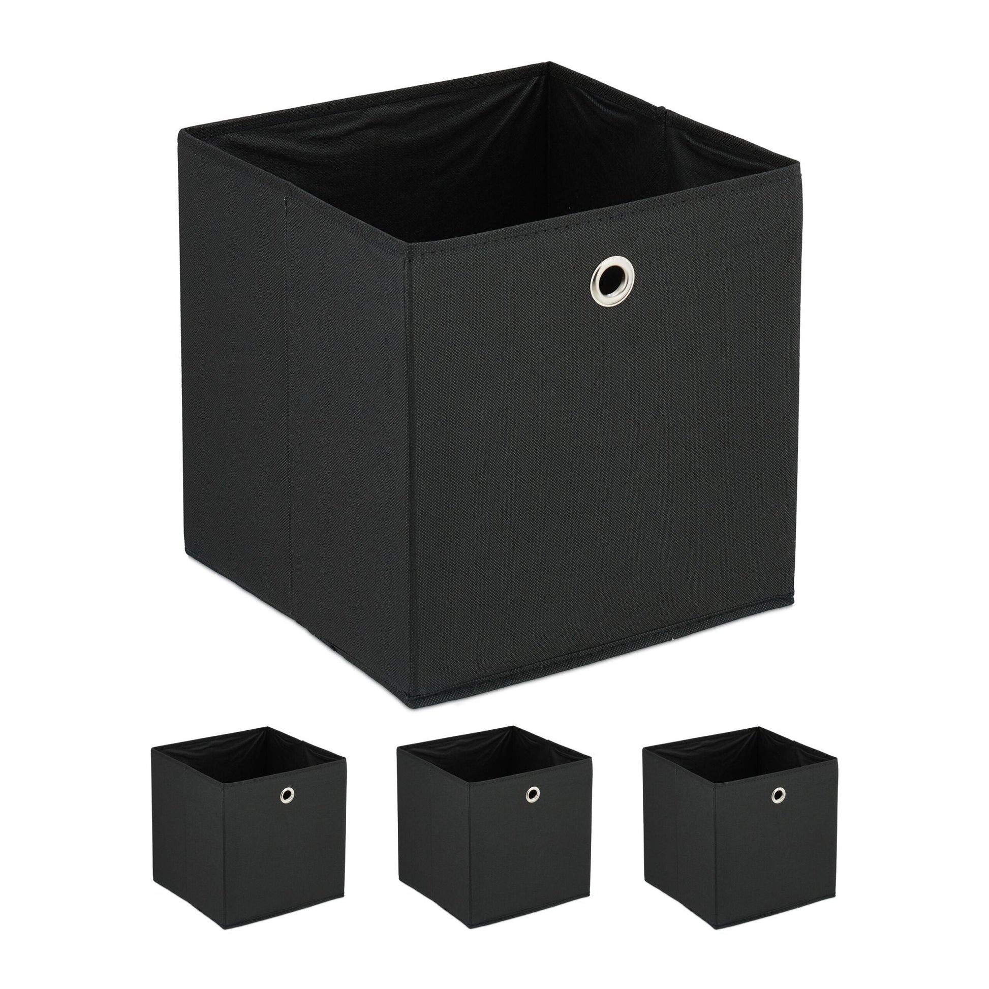 Aufbewahrungsbox 4er-Set Schwarz-Silber von Relaxdays