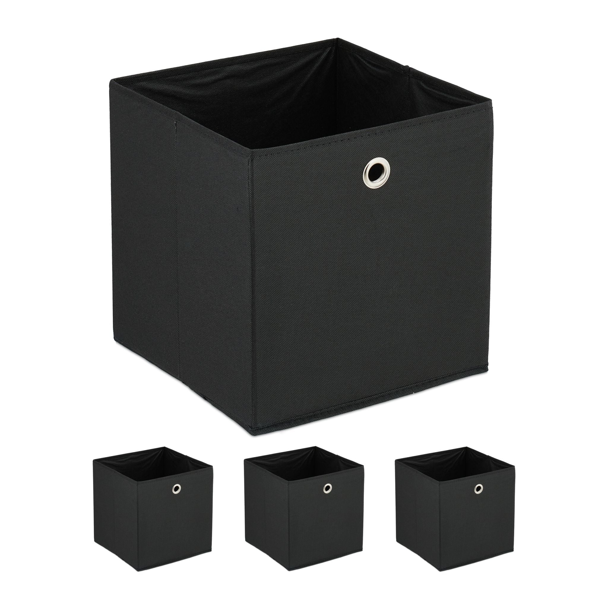 Aufbewahrungsbox 4er-Set Schwarz-Silber von Relaxdays