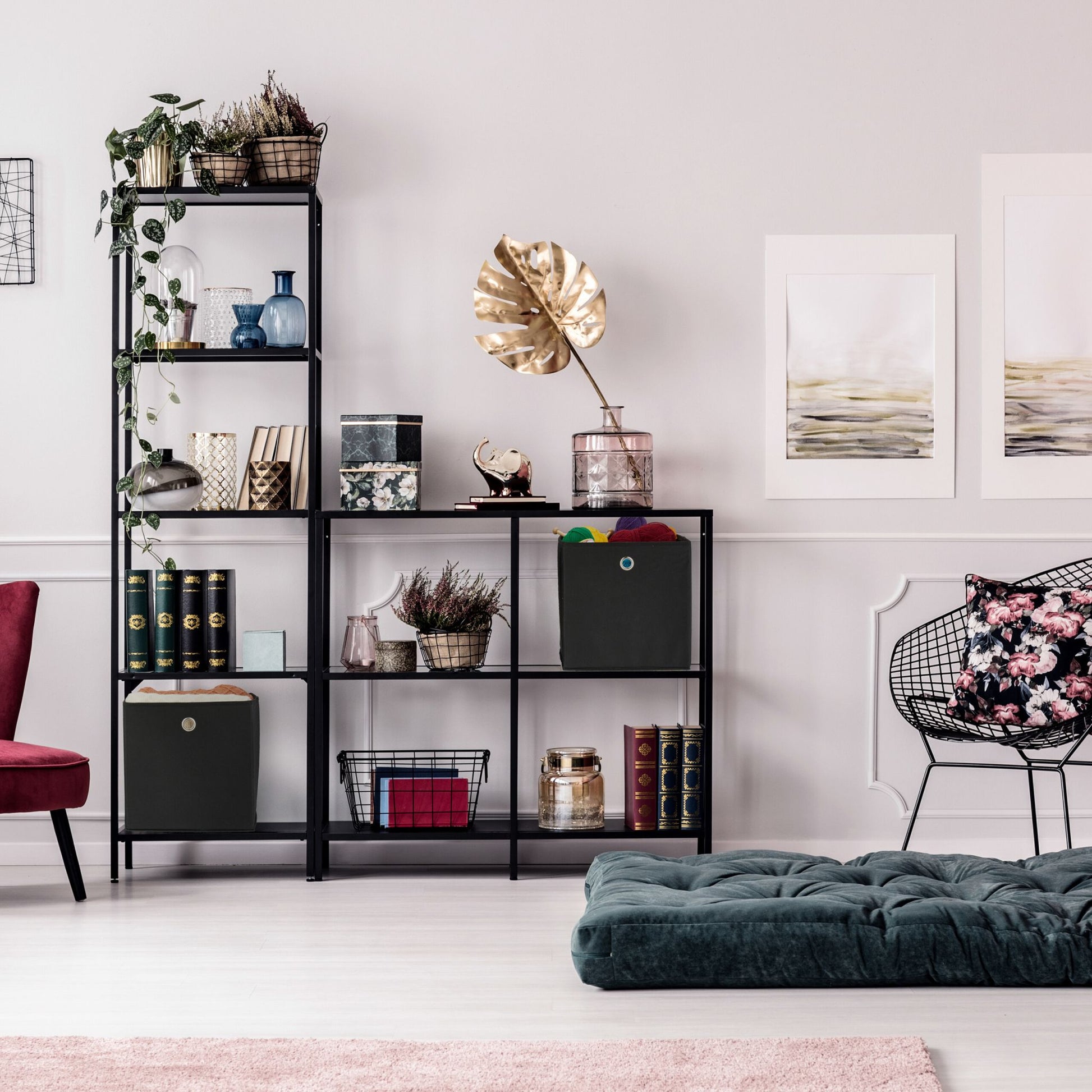 Aufbewahrungsbox 4er-Set Schwarz-Silber von Relaxdays