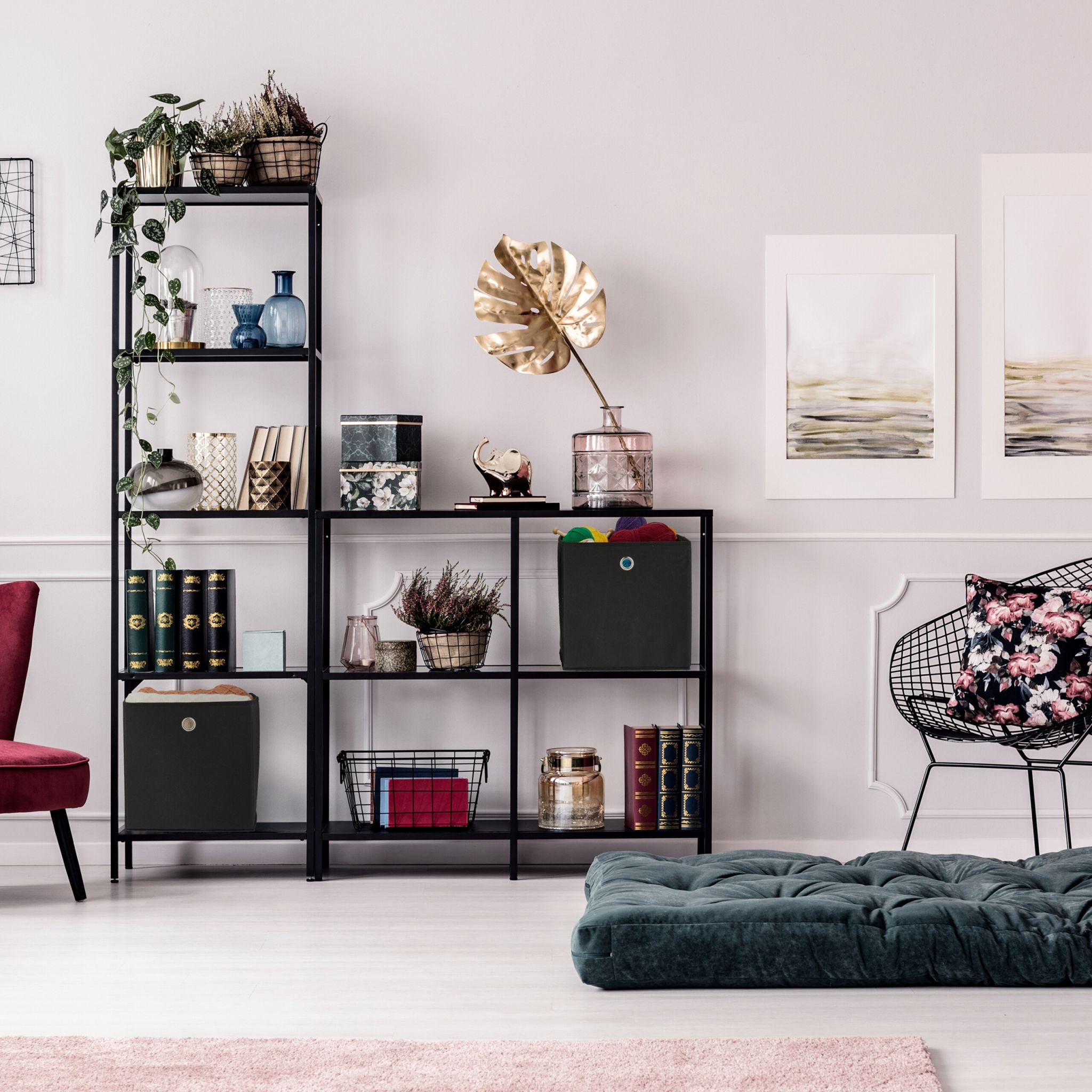 Aufbewahrungsbox 4er-Set Schwarz-Silber von Relaxdays