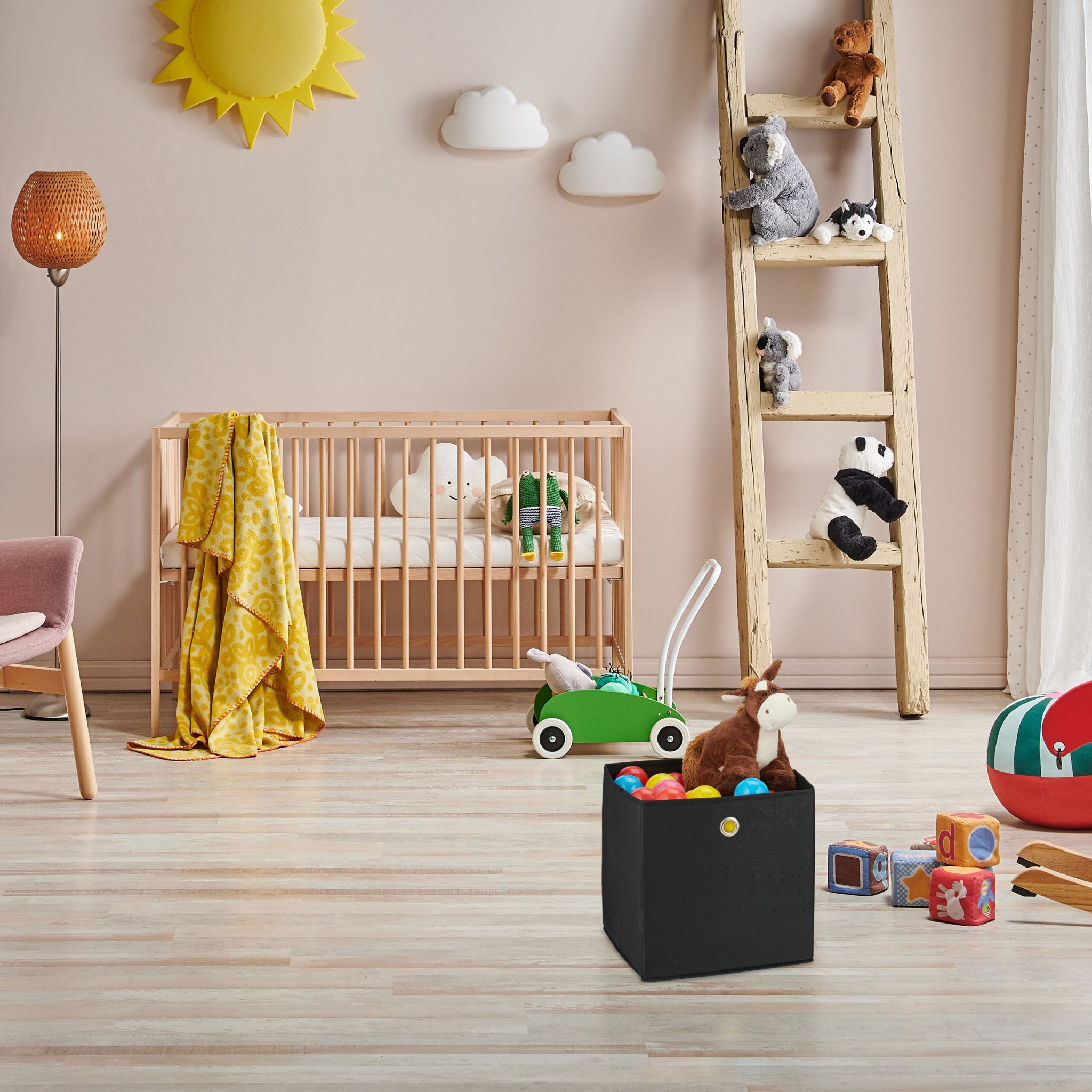 Aufbewahrungsbox 4er-Set Schwarz-Silber von Relaxdays