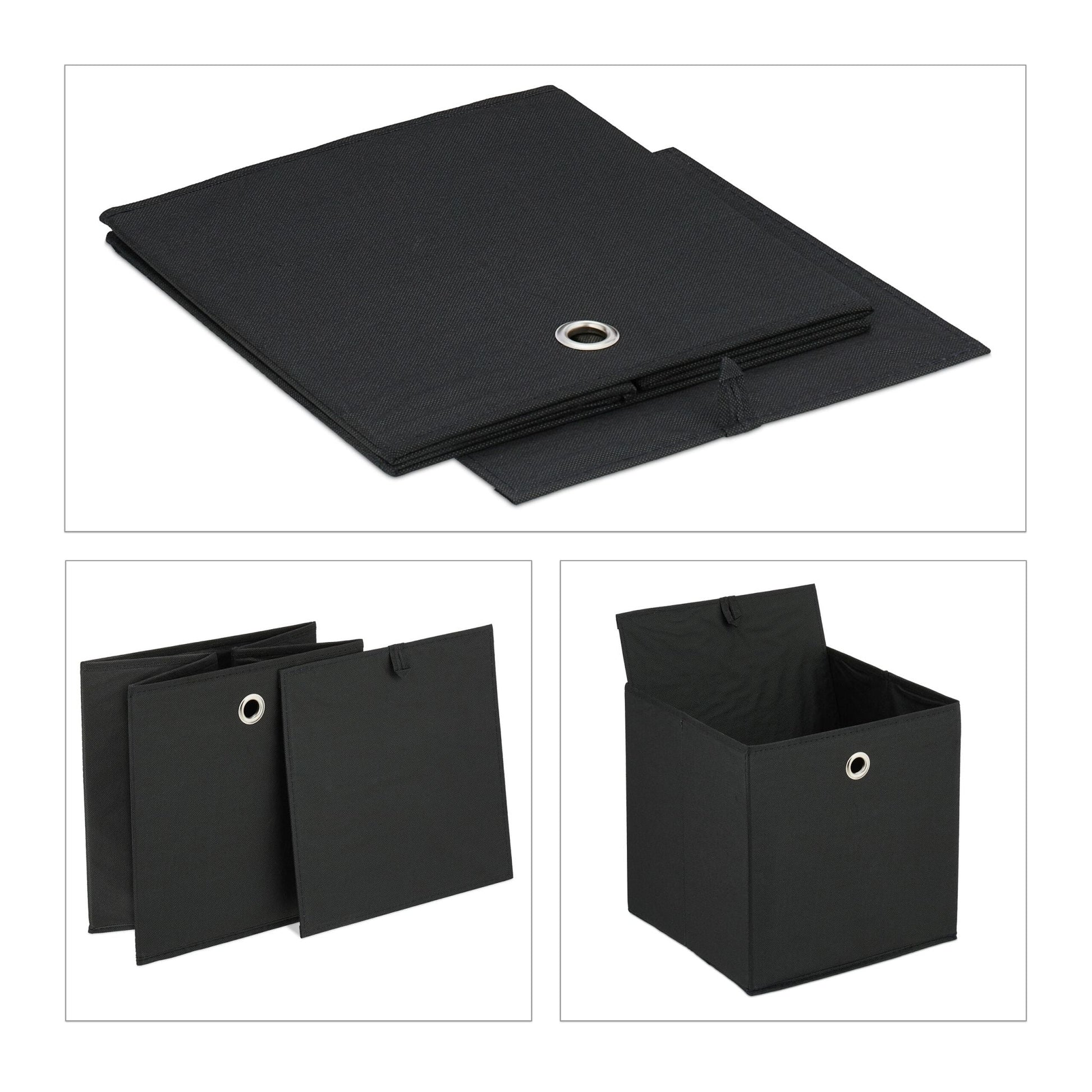 Aufbewahrungsbox 4er-Set Schwarz-Silber von Relaxdays