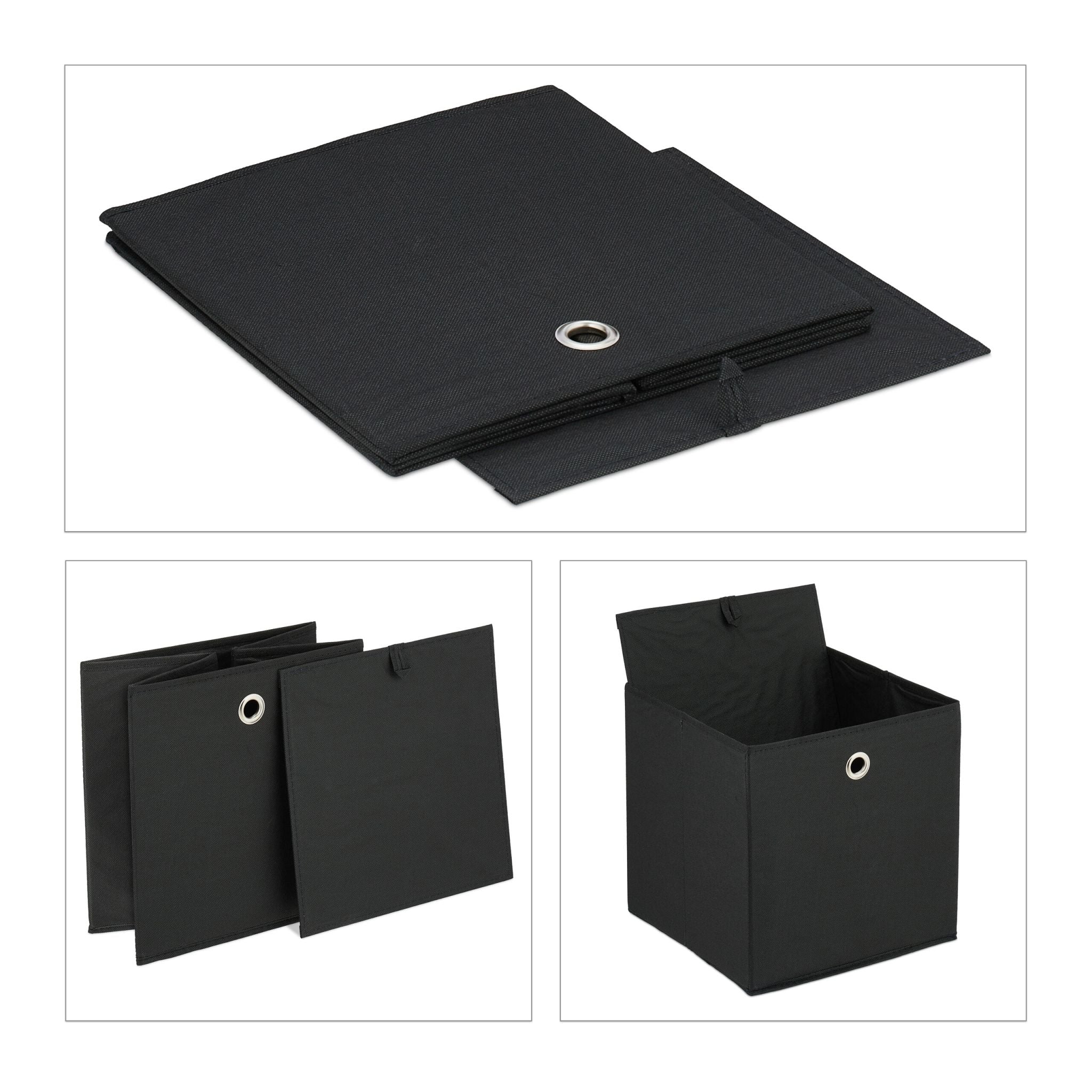 Aufbewahrungsbox 4er-Set Schwarz-Silber von Relaxdays