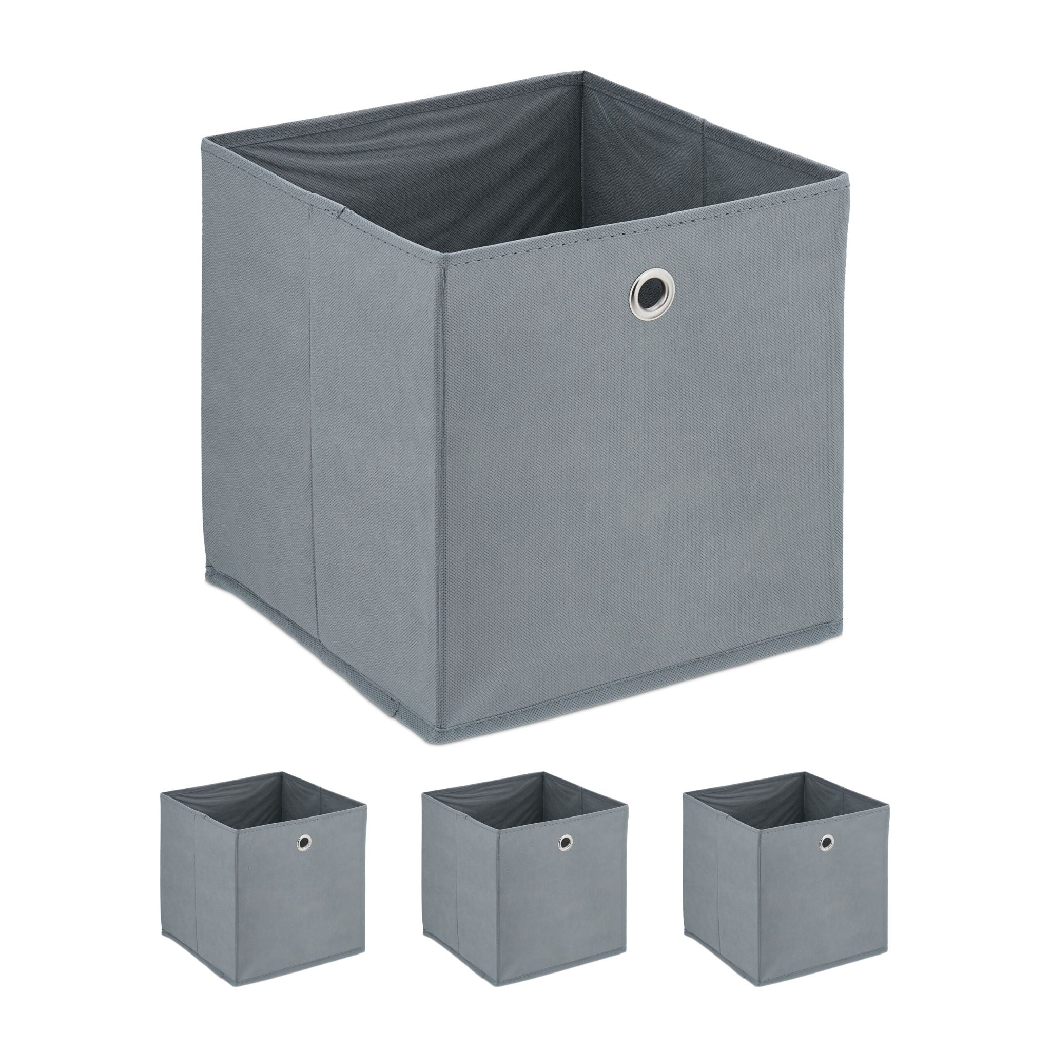 Aufbewahrungsbox 4er-Set Silber-Grau von Relaxdays