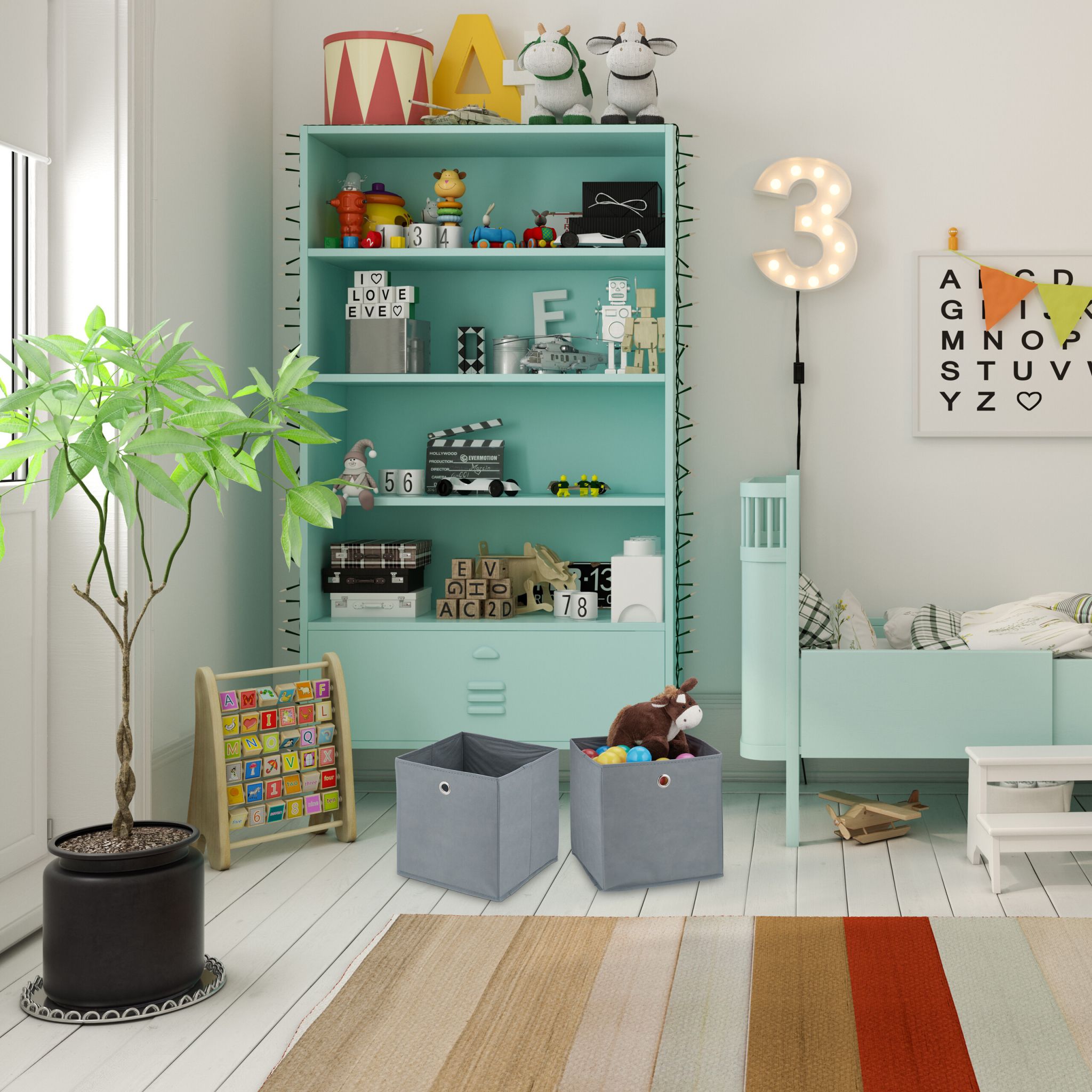 Aufbewahrungsbox 4er-Set Silber-Grau von Relaxdays