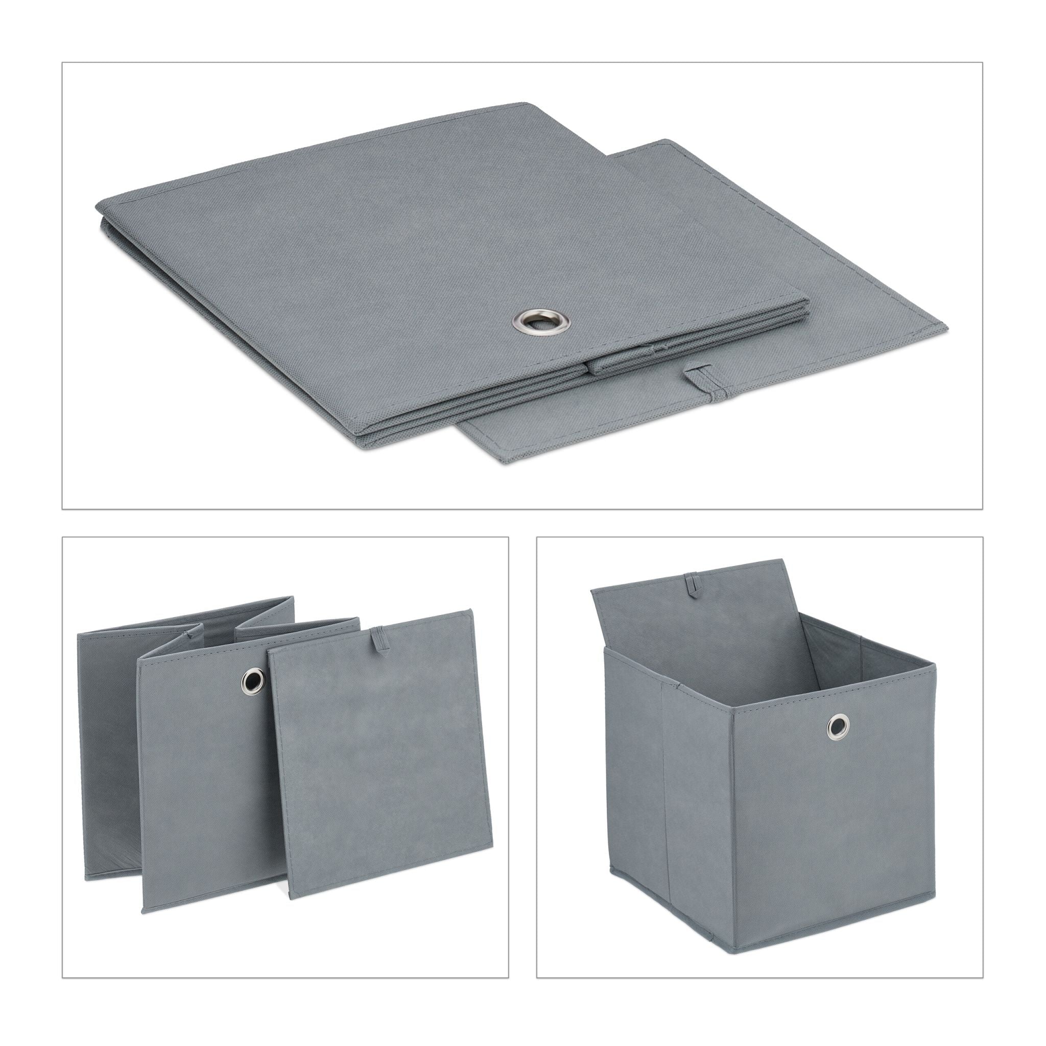 Aufbewahrungsbox 4er-Set Silber-Grau von Relaxdays