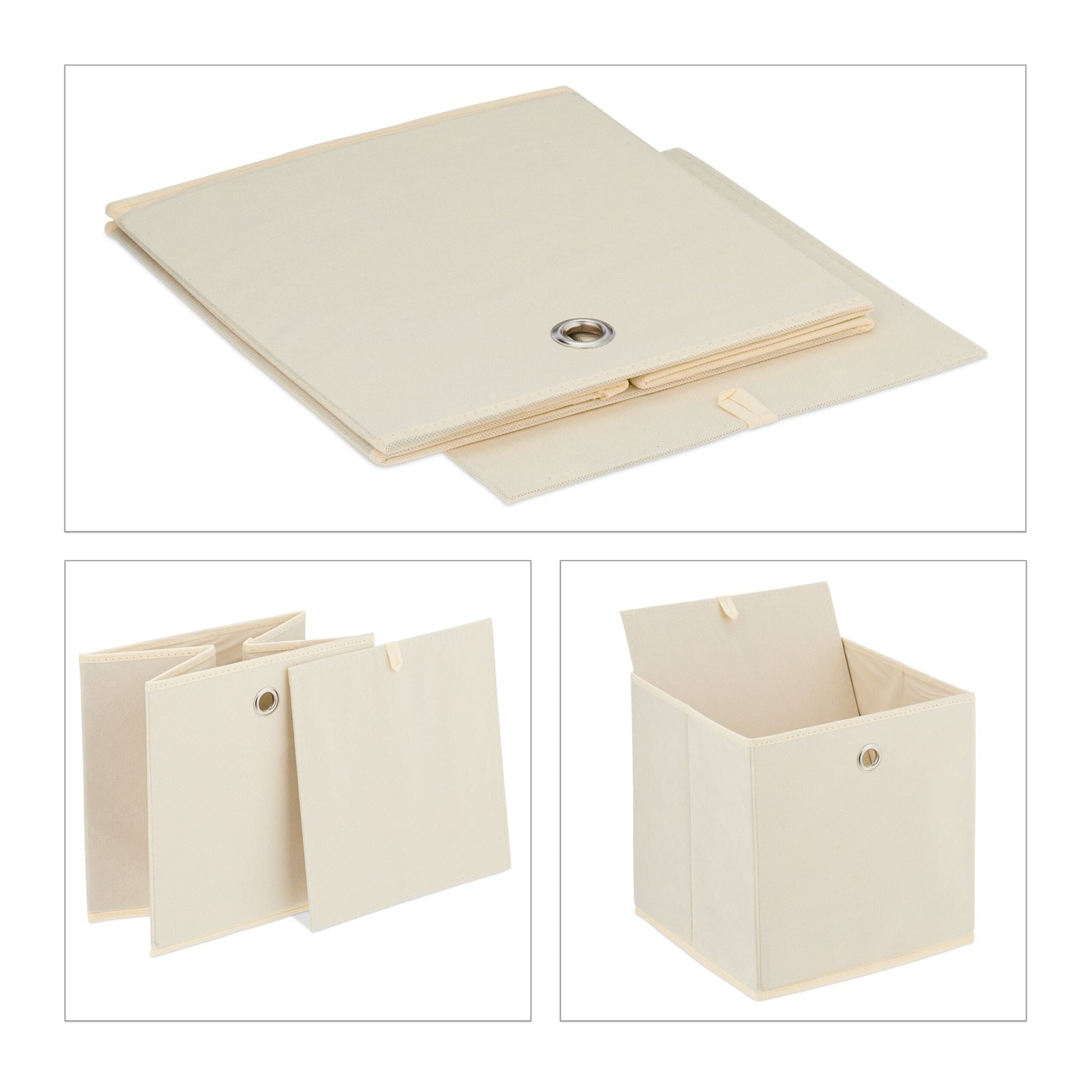 Aufbewahrungsbox 4er-Set Creme-Silber von Relaxdays