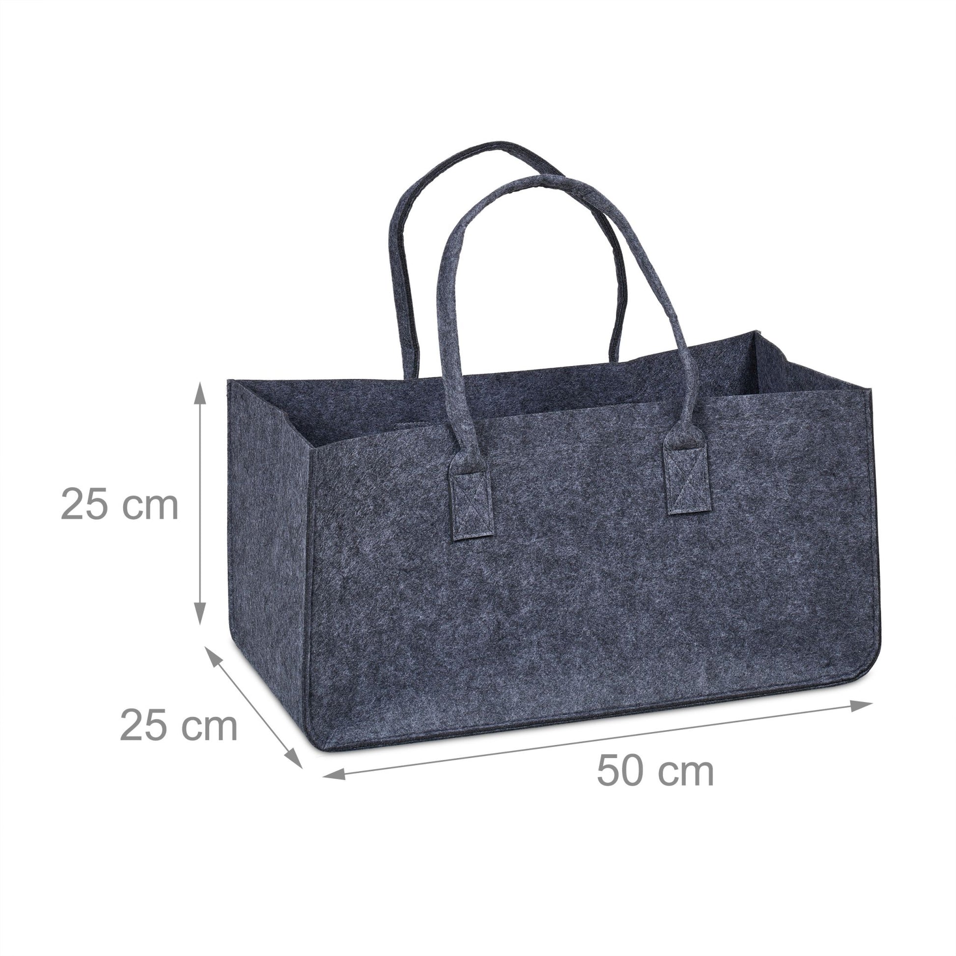 Kaminholztasche Filz 2er-Set Anthrazit von Relaxdays