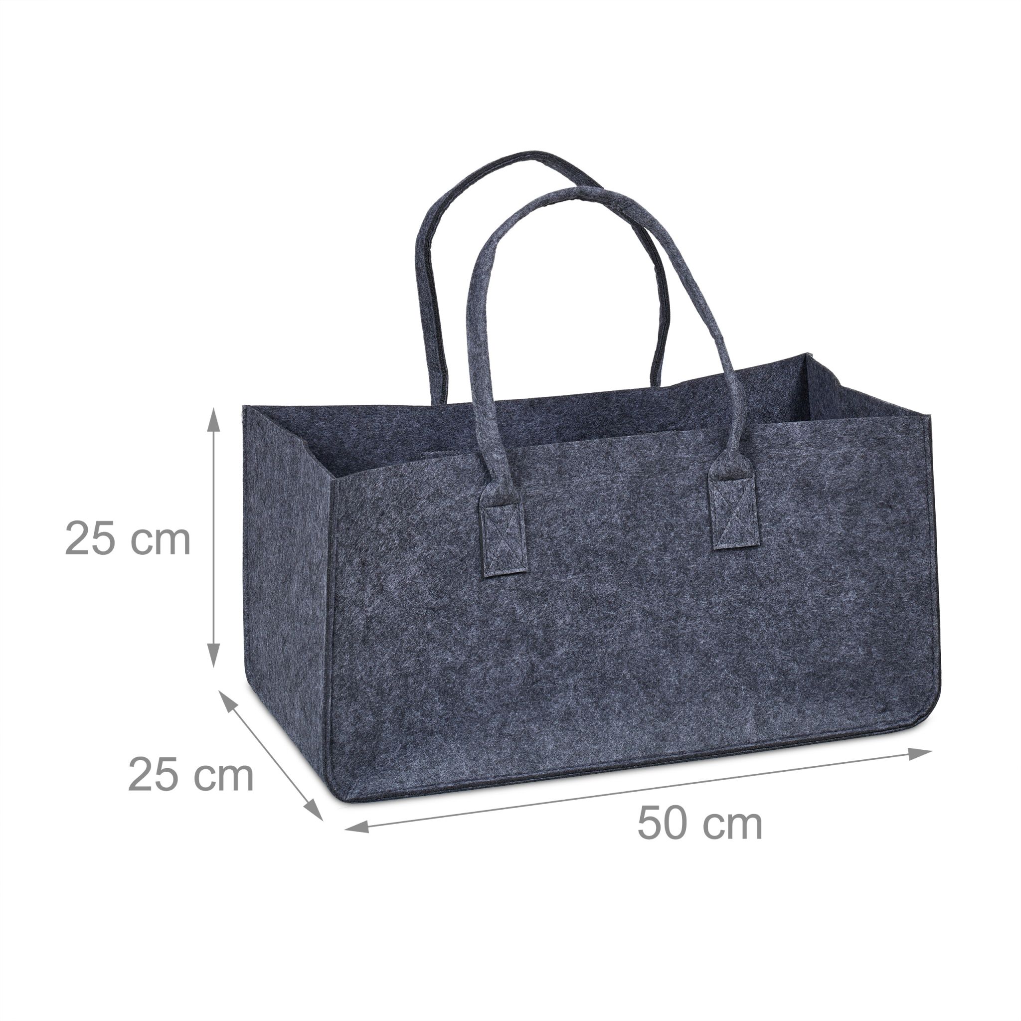 Kaminholztasche Filz 2er-Set Anthrazit von Relaxdays