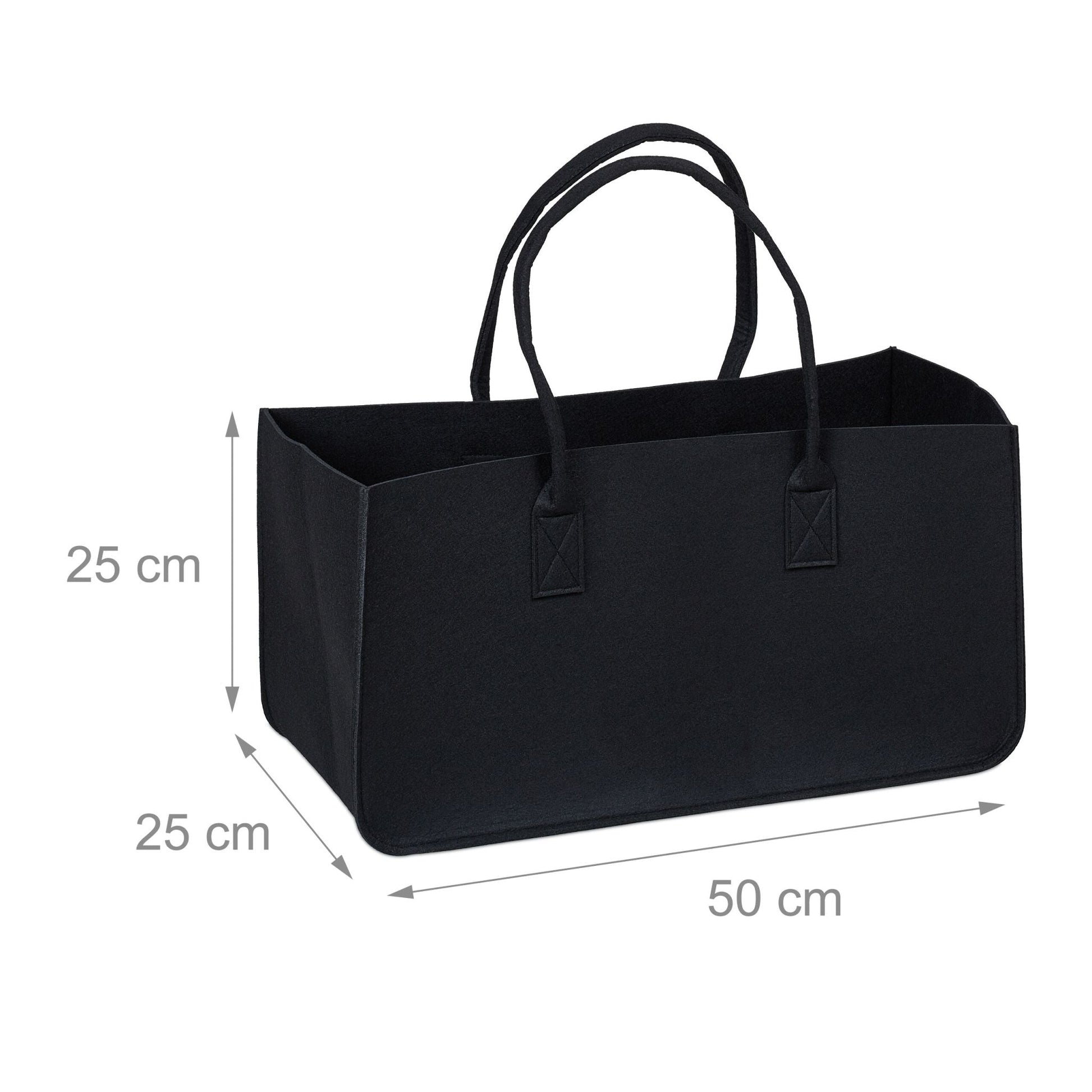 Kaminholztasche Filz 2er-Set Schwarz von Relaxdays