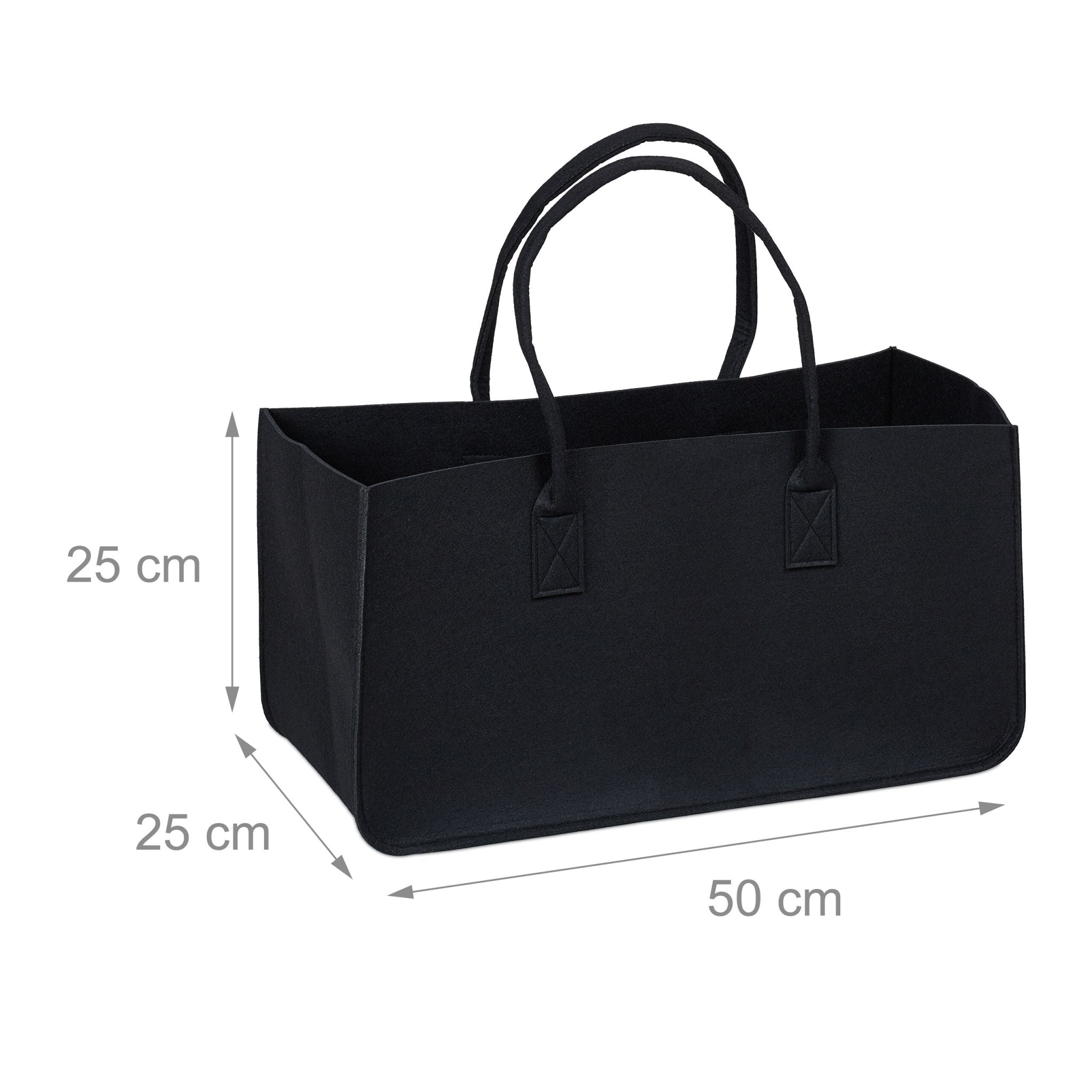 Kaminholztasche Filz 2er-Set Schwarz von Relaxdays
