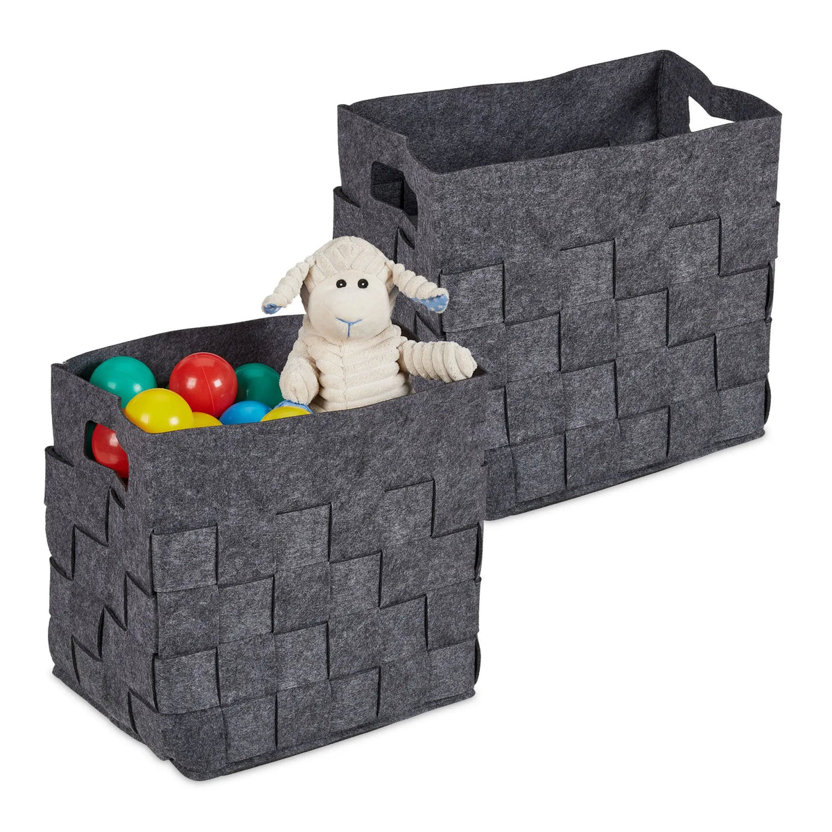Grauer Aufbewahrungskorb Filz 2er-Set Grau von Relaxdays