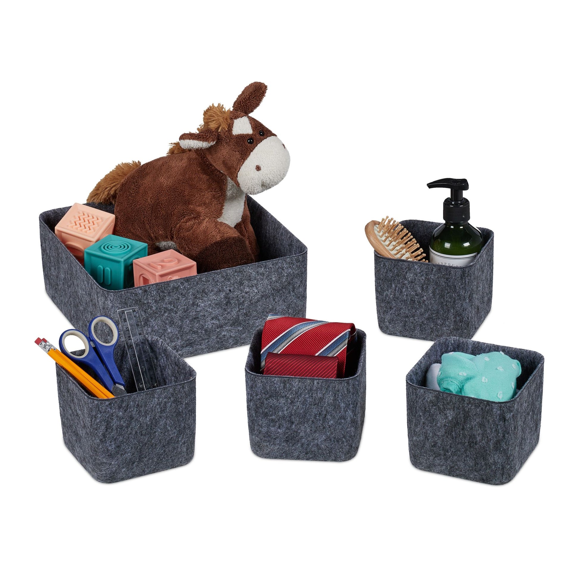 Schubladen Organizer 5er-Set Anthrazit von Relaxdays