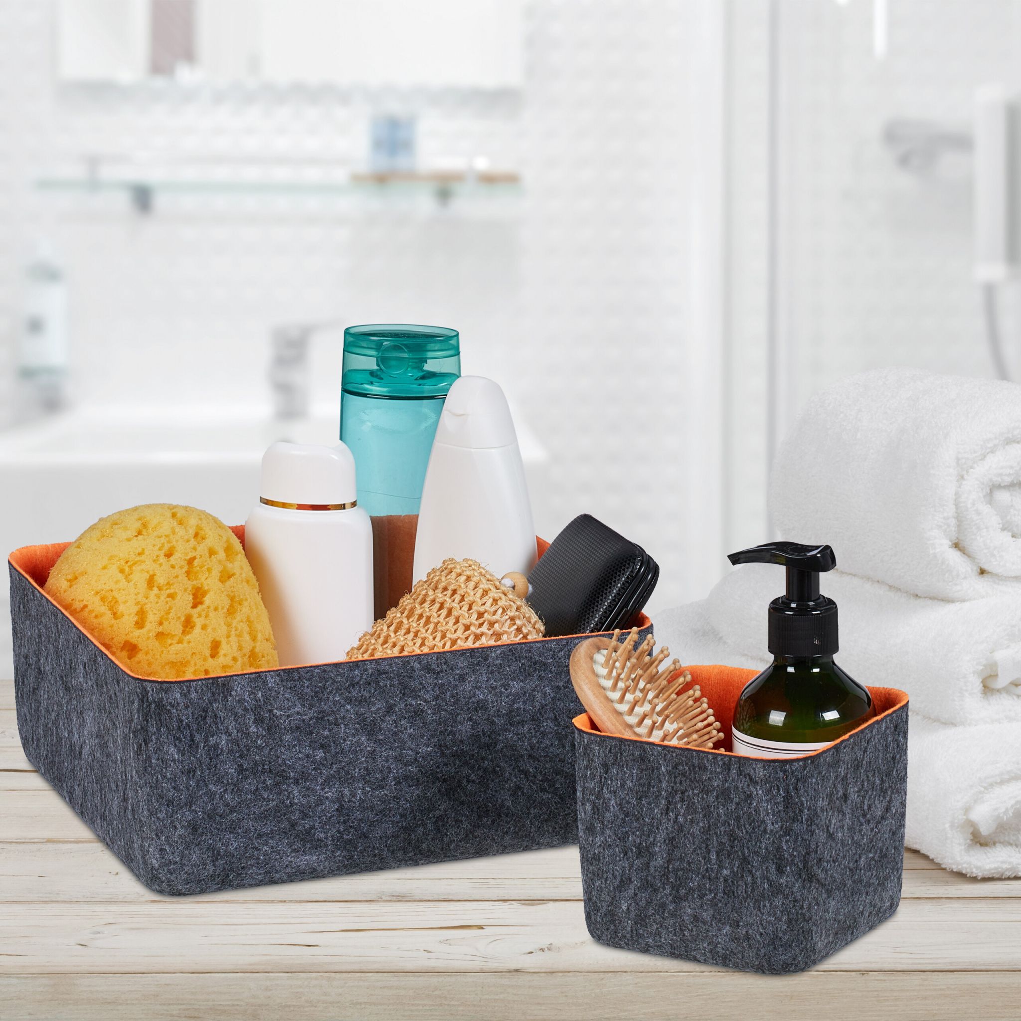 Schubladen Organizer 5er-Set Anthrazit-Orange von Relaxdays
