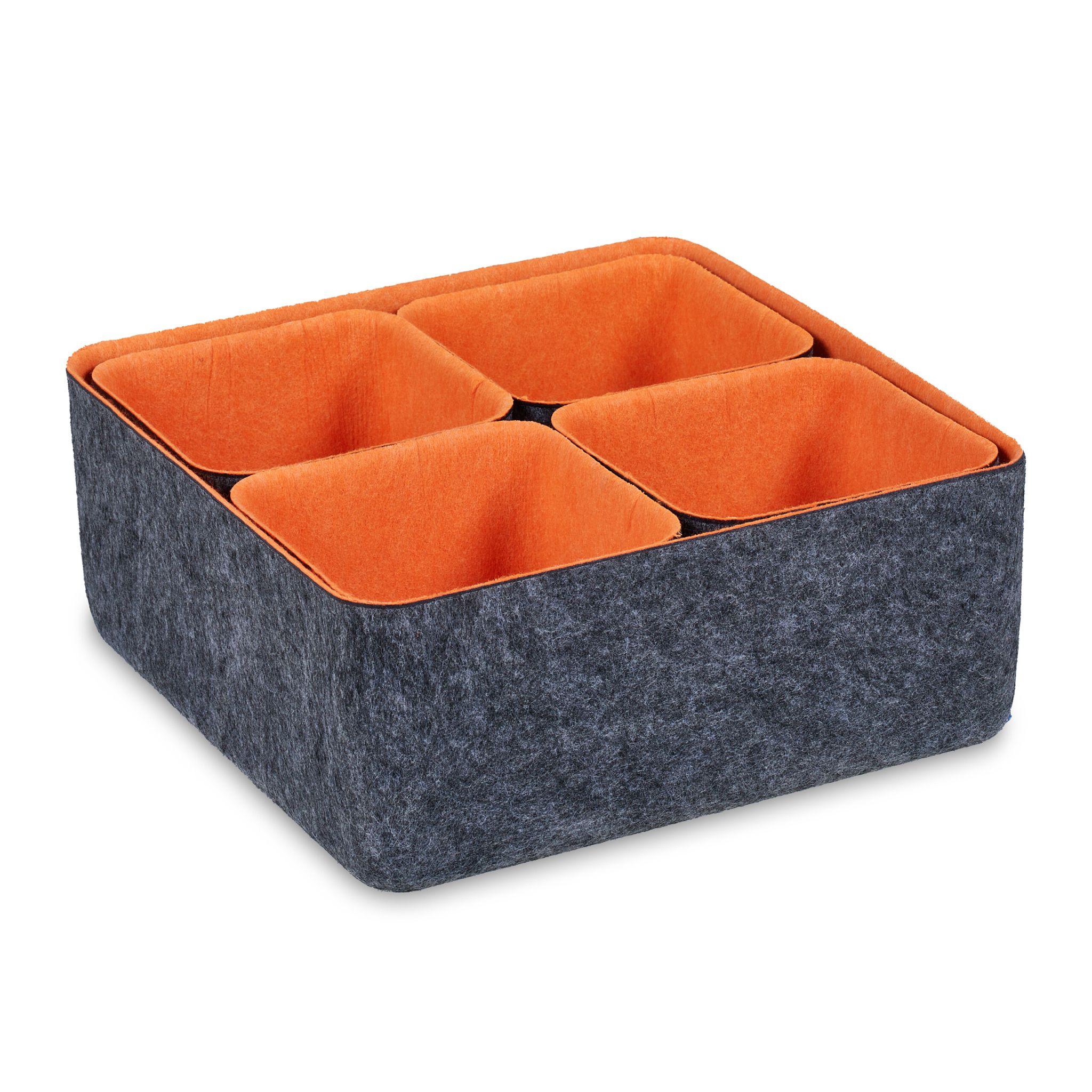 Schubladen Organizer 5er-Set Anthrazit-Orange von Relaxdays