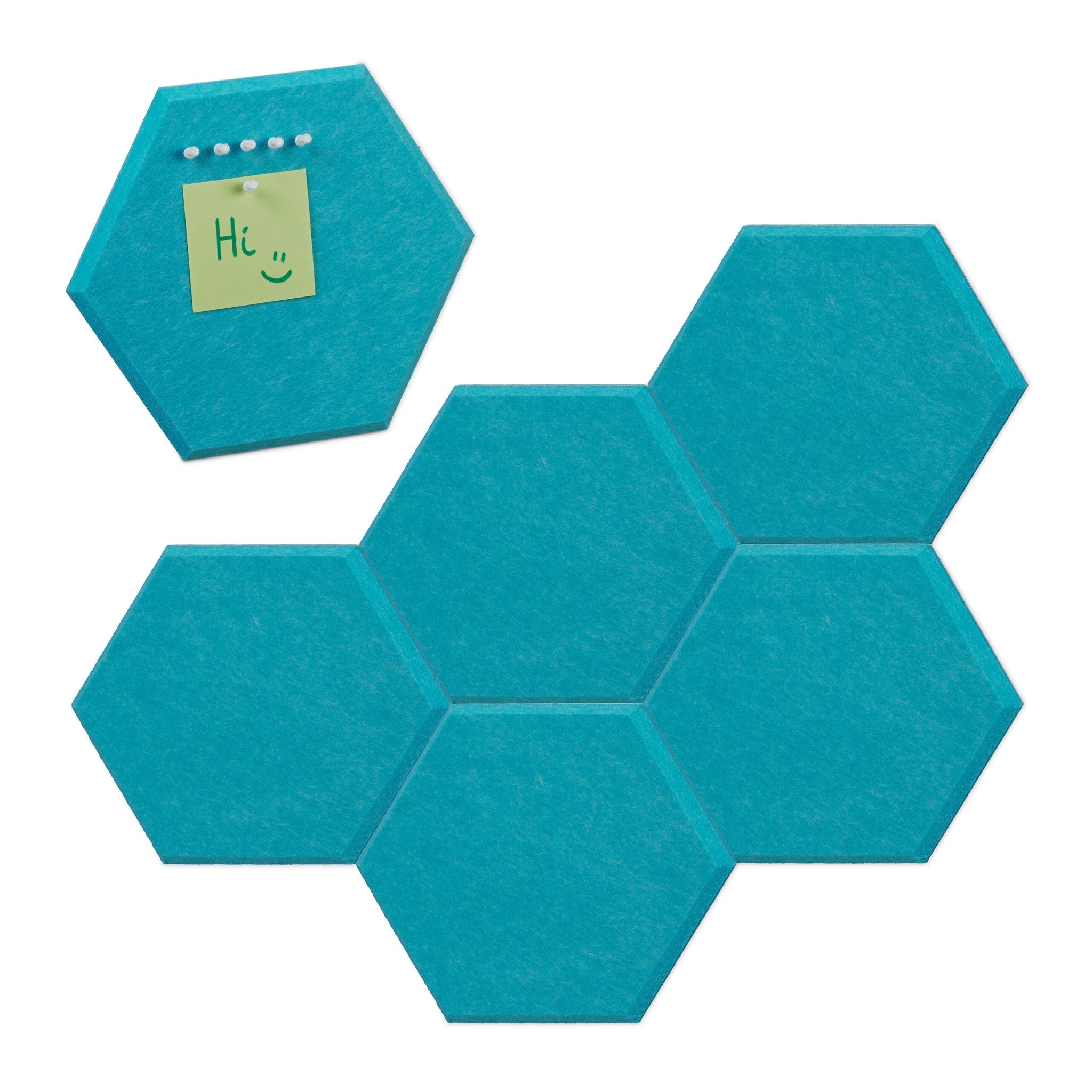 Filzpinnwand Sechsecke 6er-Set Hellblau von Relaxdays