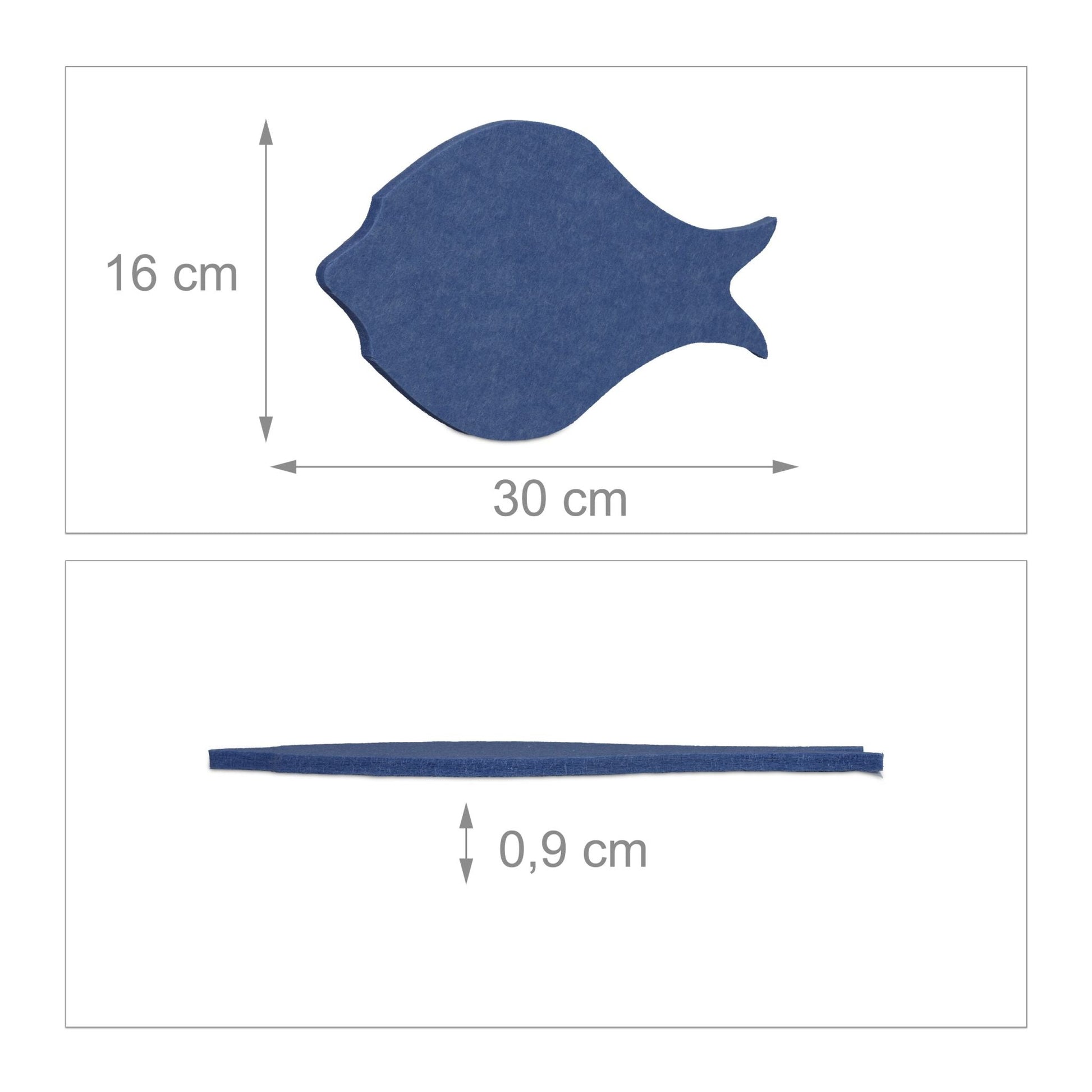 Filzpinnwand Fische 6er-Set Anthrazit-Hellblau-Grau von Relaxdays