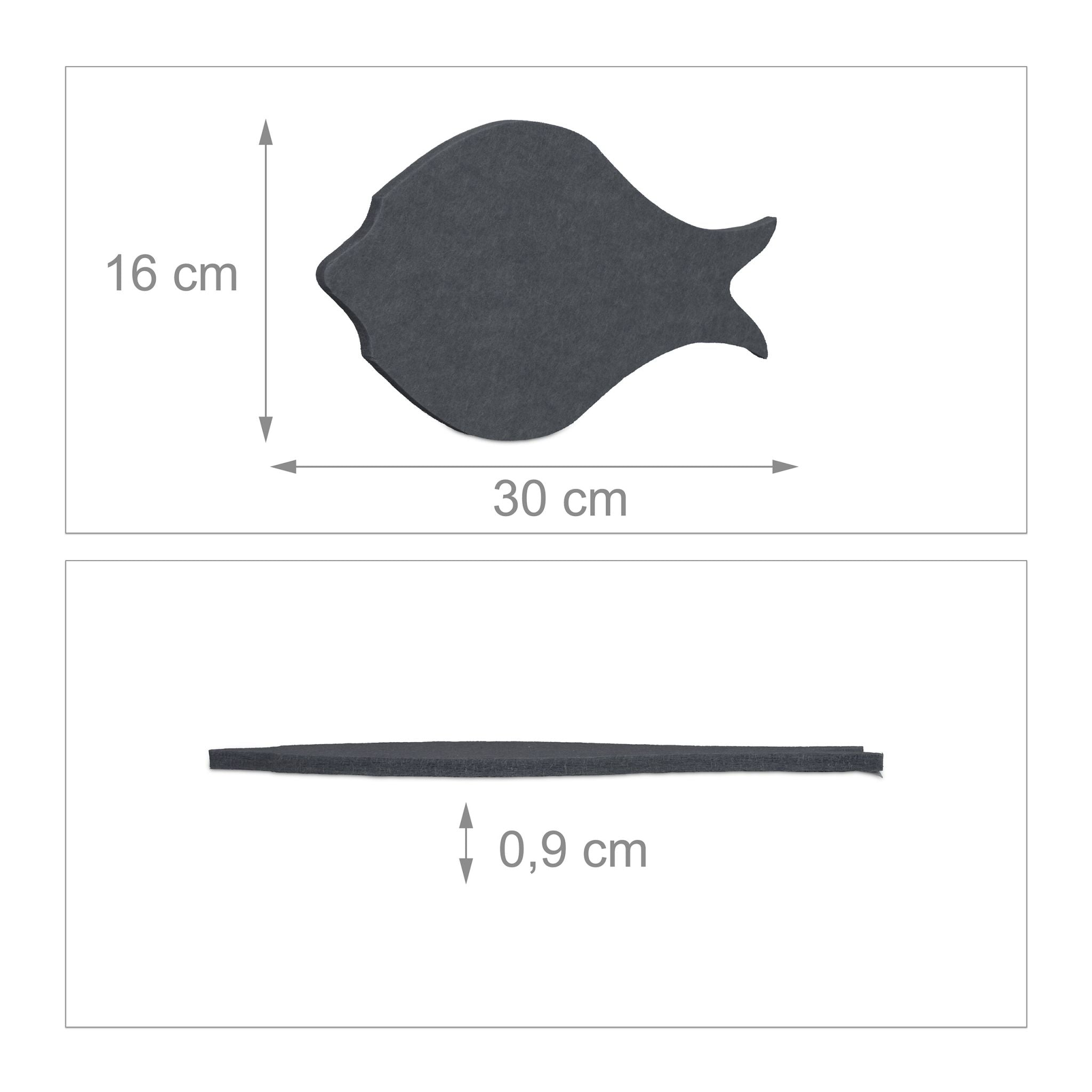 Filzpinnwand Fische 12er-Set Anthrazit-Hellblau-Grau von Relaxdays