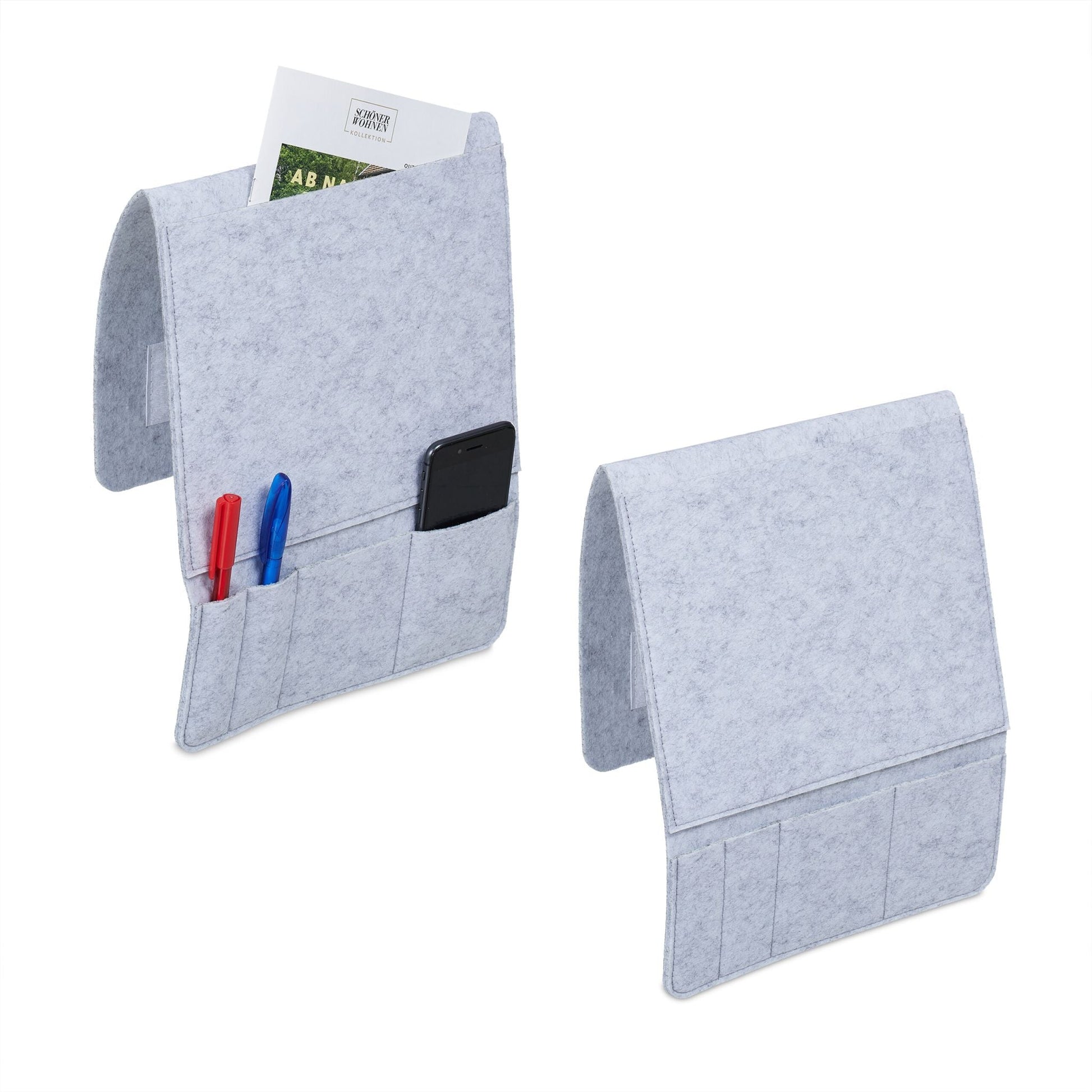 Betttasche mit 5 Fächern 2er-Set Grau von Relaxdays
