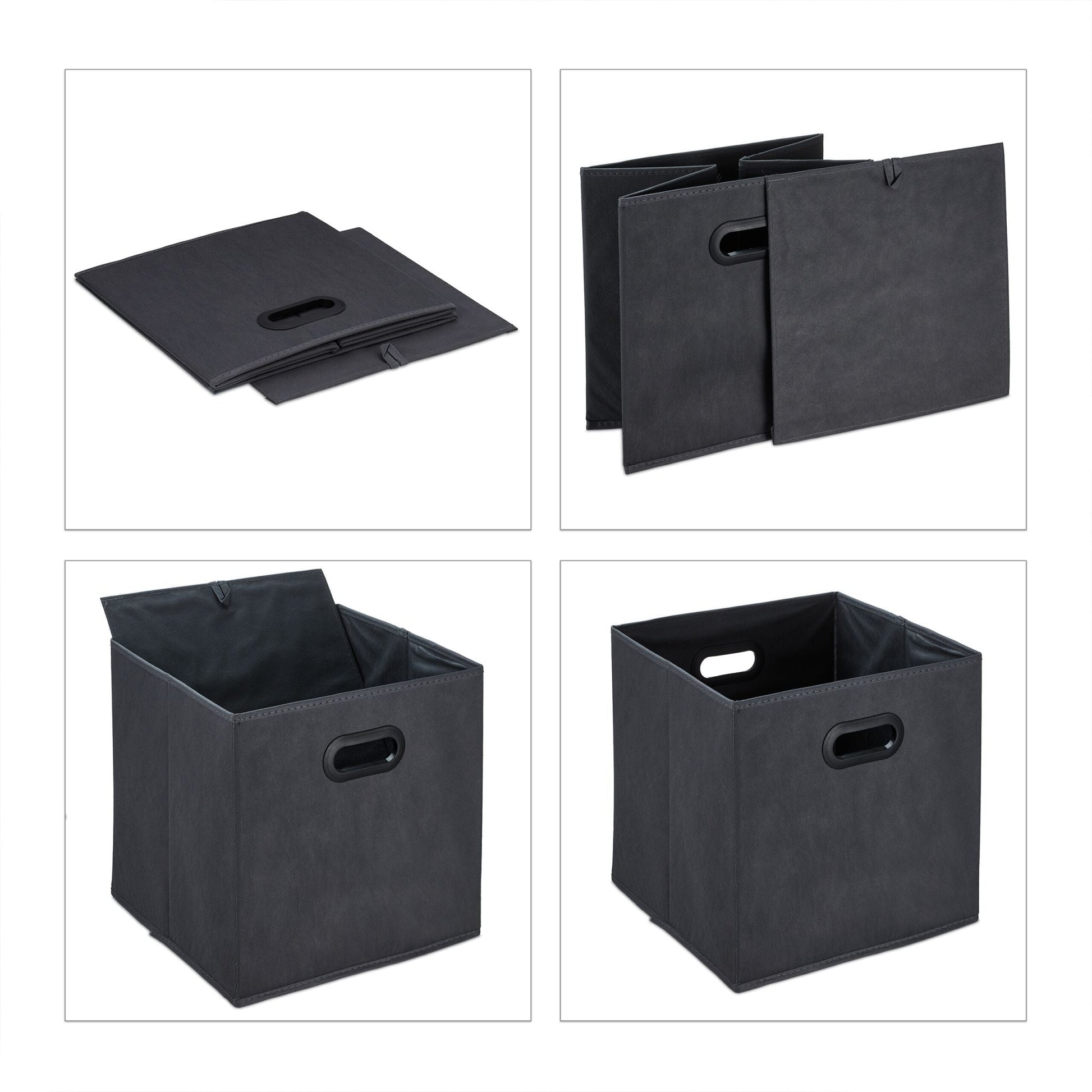 Aufbewahrungsbox in Anthrazit 4er-Set Anthrazit von Relaxdays
